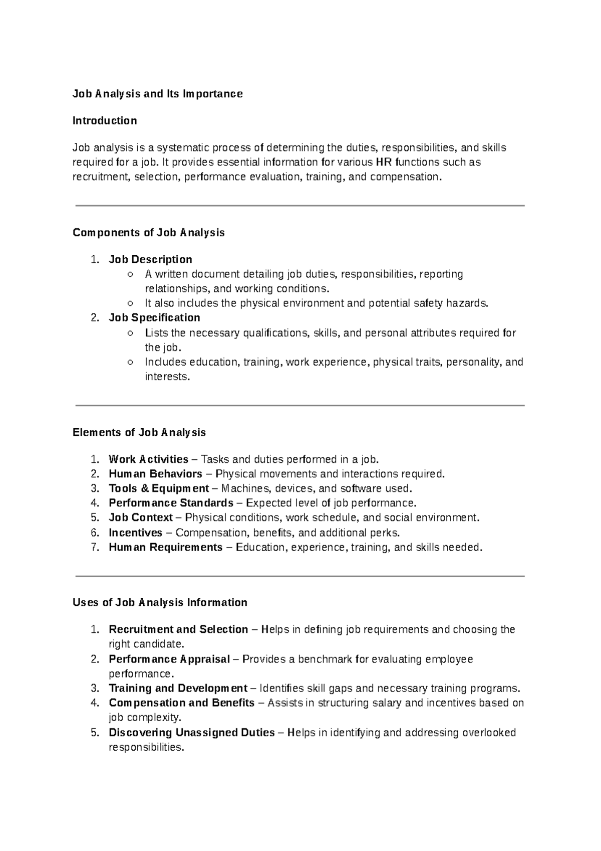 HRM 102 - Unit II: Job Analysis and Recruitment Insights - Studocu