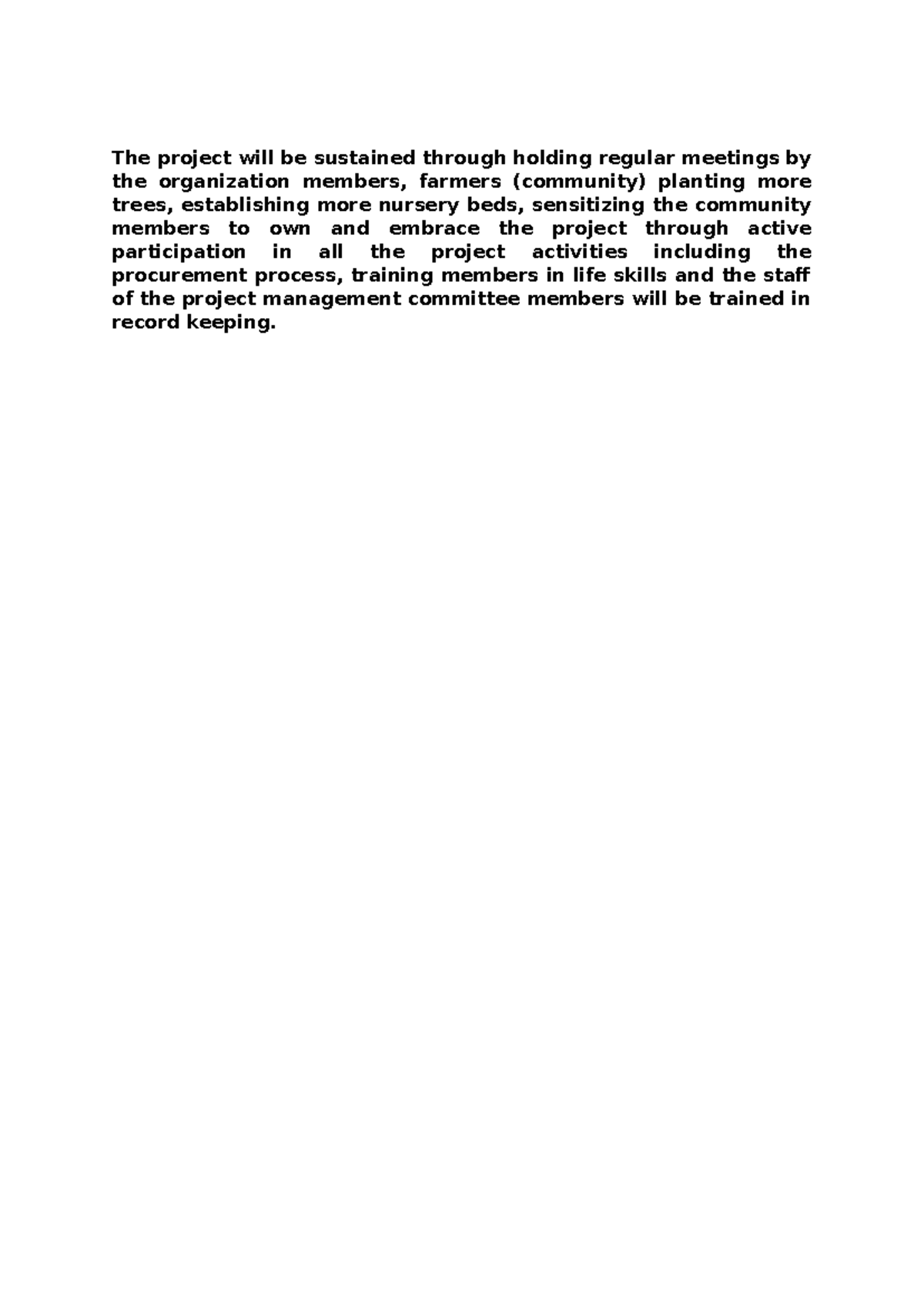 TREE Planting Project - Post Graduate Project Planning and MAnagement ...