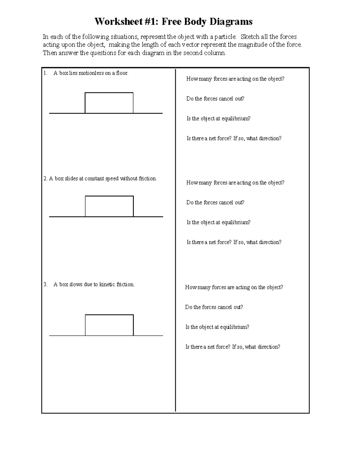 Worksheet 1: Free Body Diagrams (FBDs) Notes and Analysis - Studocu