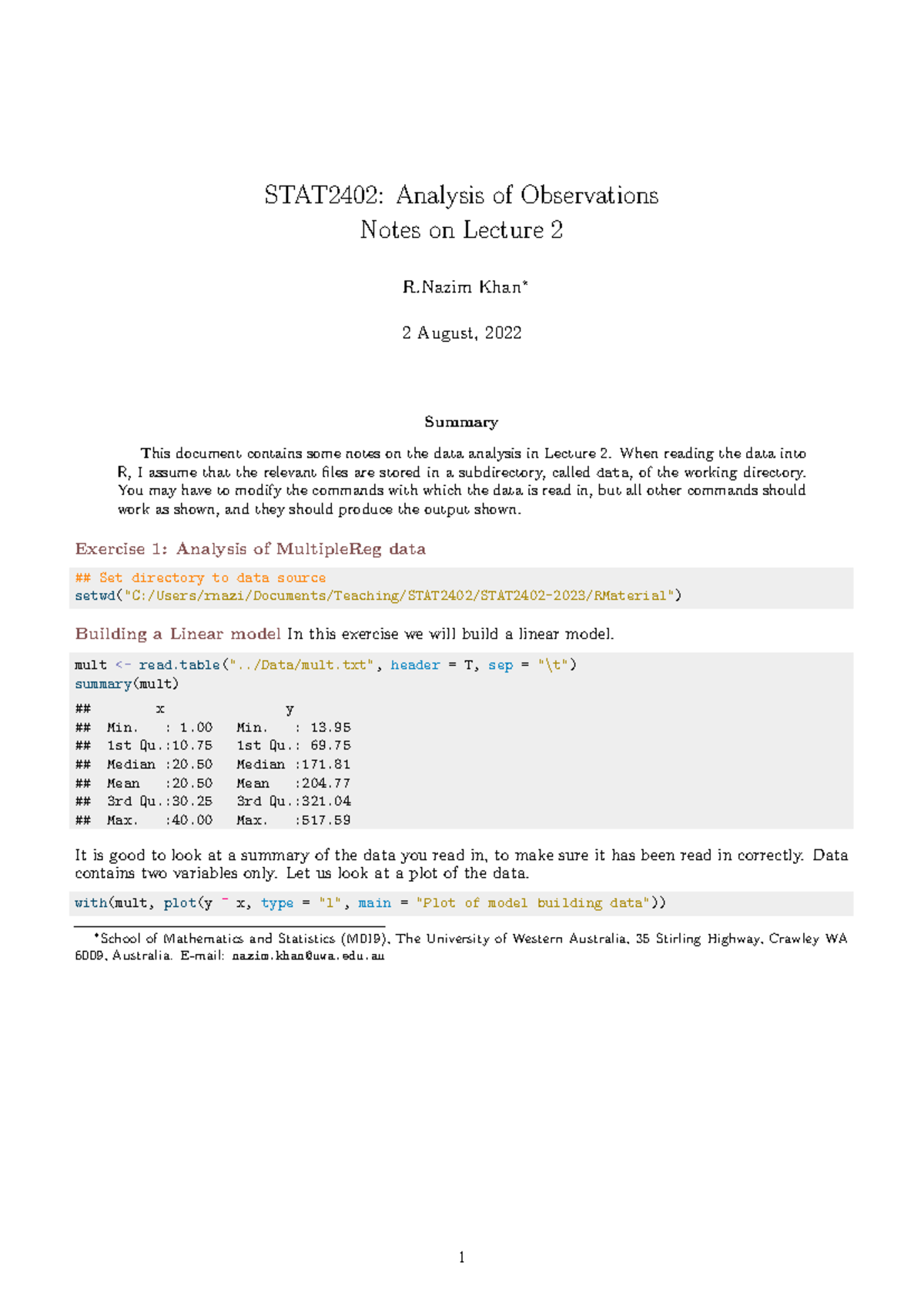 STAT2402: Lecture 2 Notes on Data Analysis in R - Studocu