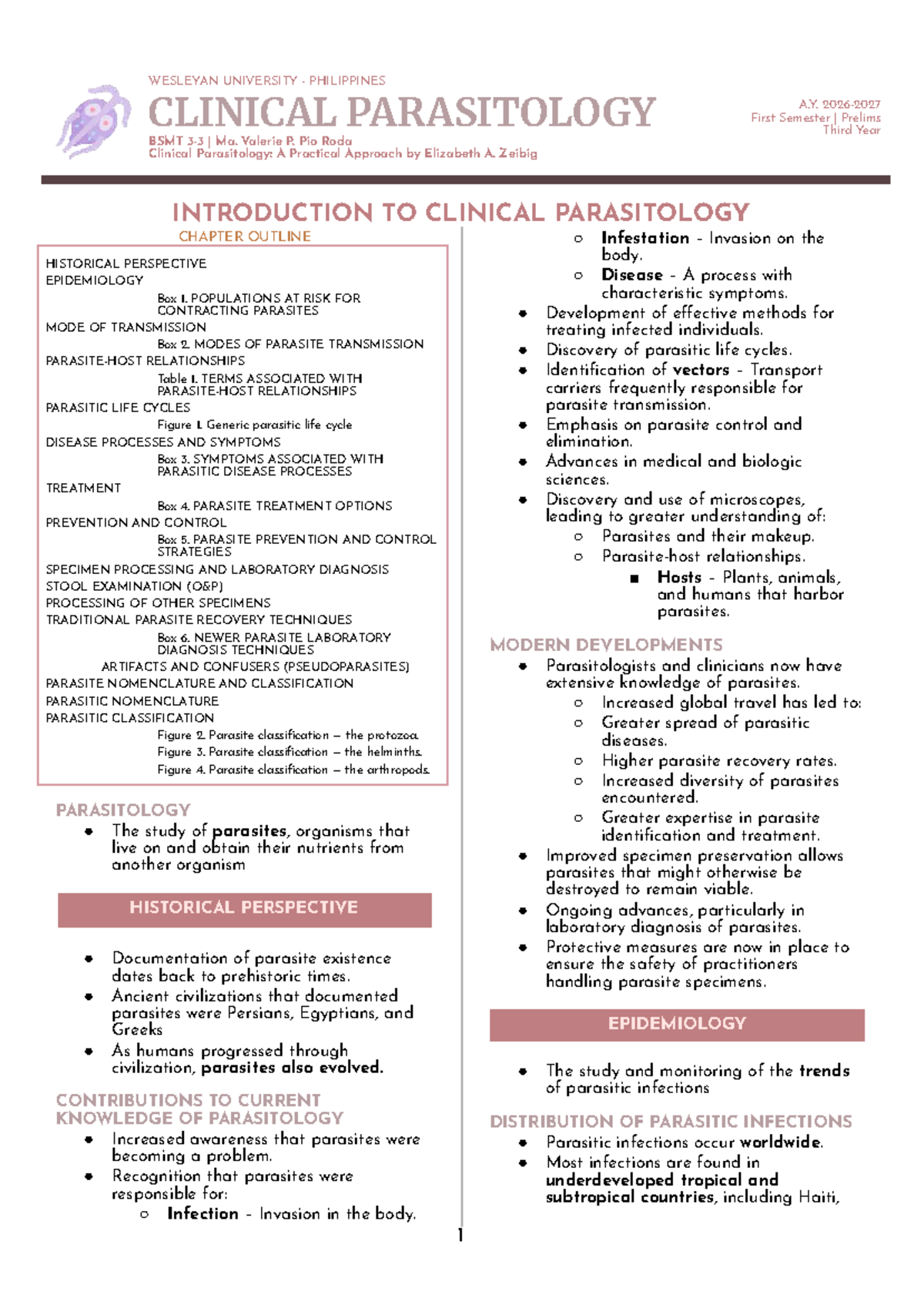 PARA 101: Intro to Clinical Parasitology - Prelim Notes - Studocu
