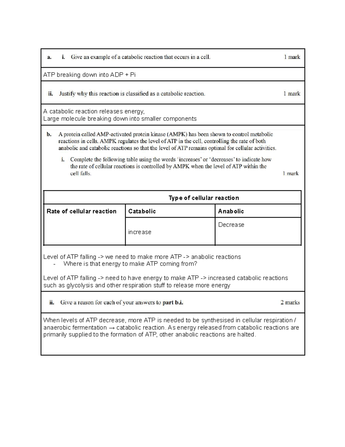 Biology 3/4 Exam Revision: Catabolic Reactions & Genetic Diversity ...