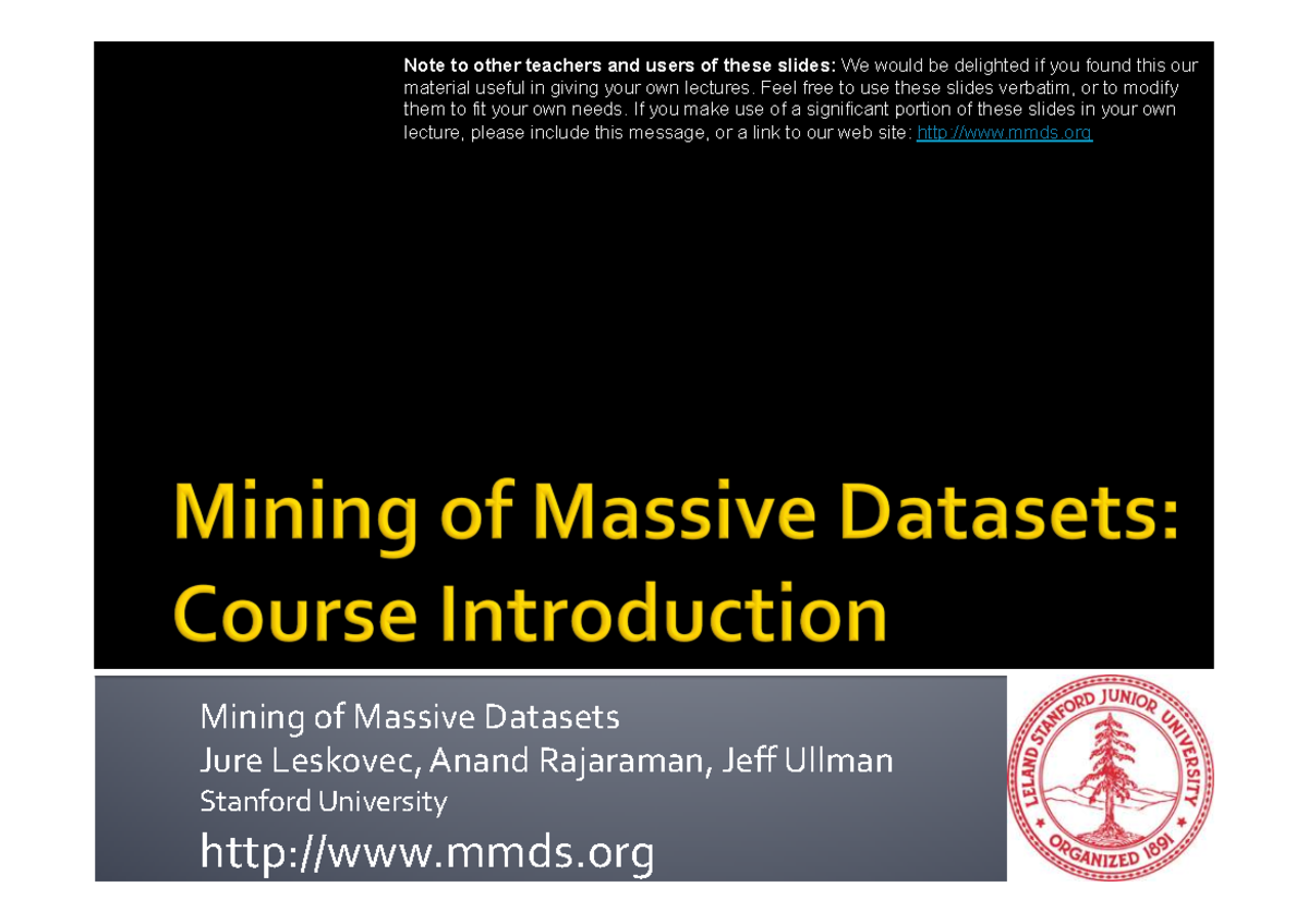 Ch01-intro: Introduction to Data Mining (CS 345) Lecture Notes - Studocu