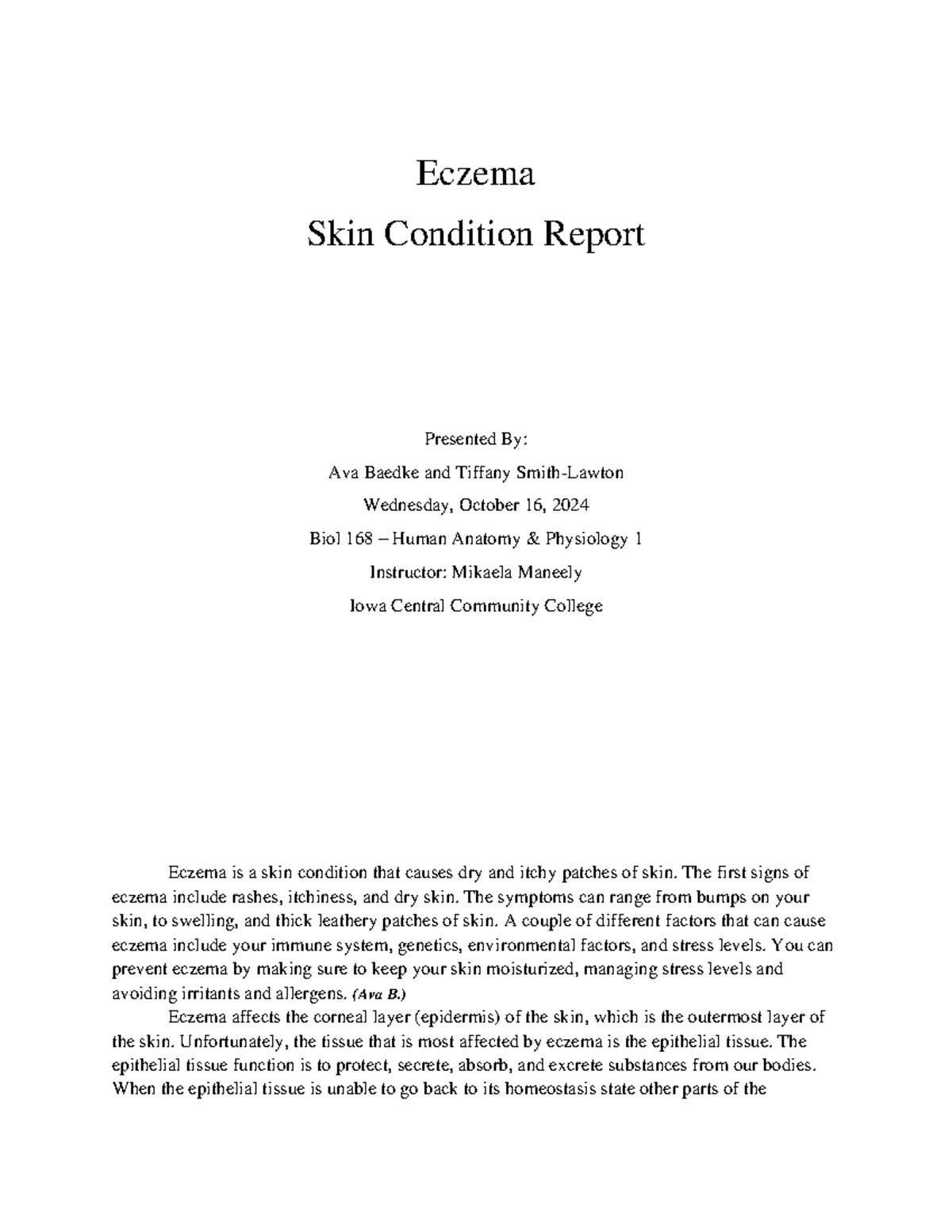 Eczema: Overview, Symptoms, Causes, and Treatments - BIOL 168 Report ...