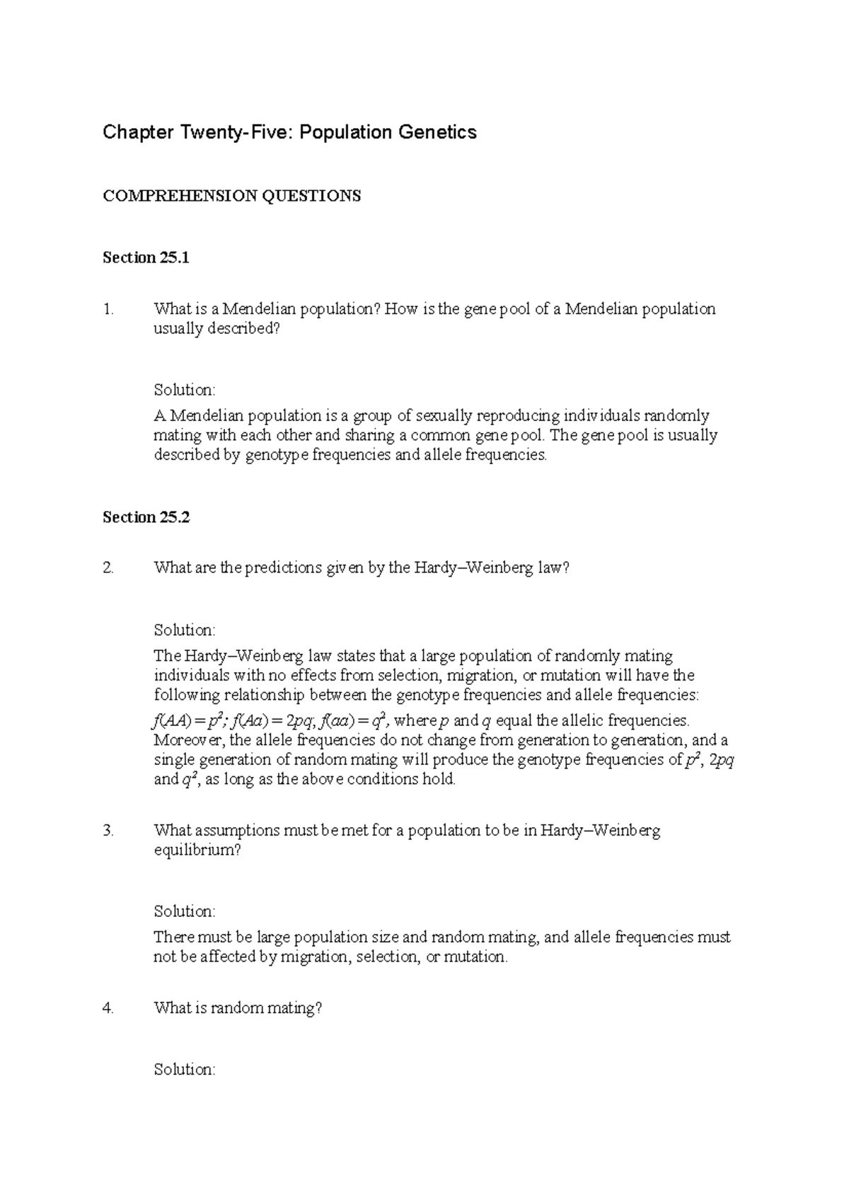 Pierce Genetics 7E Solutions Manual - Chapter 25 Overview - Studocu