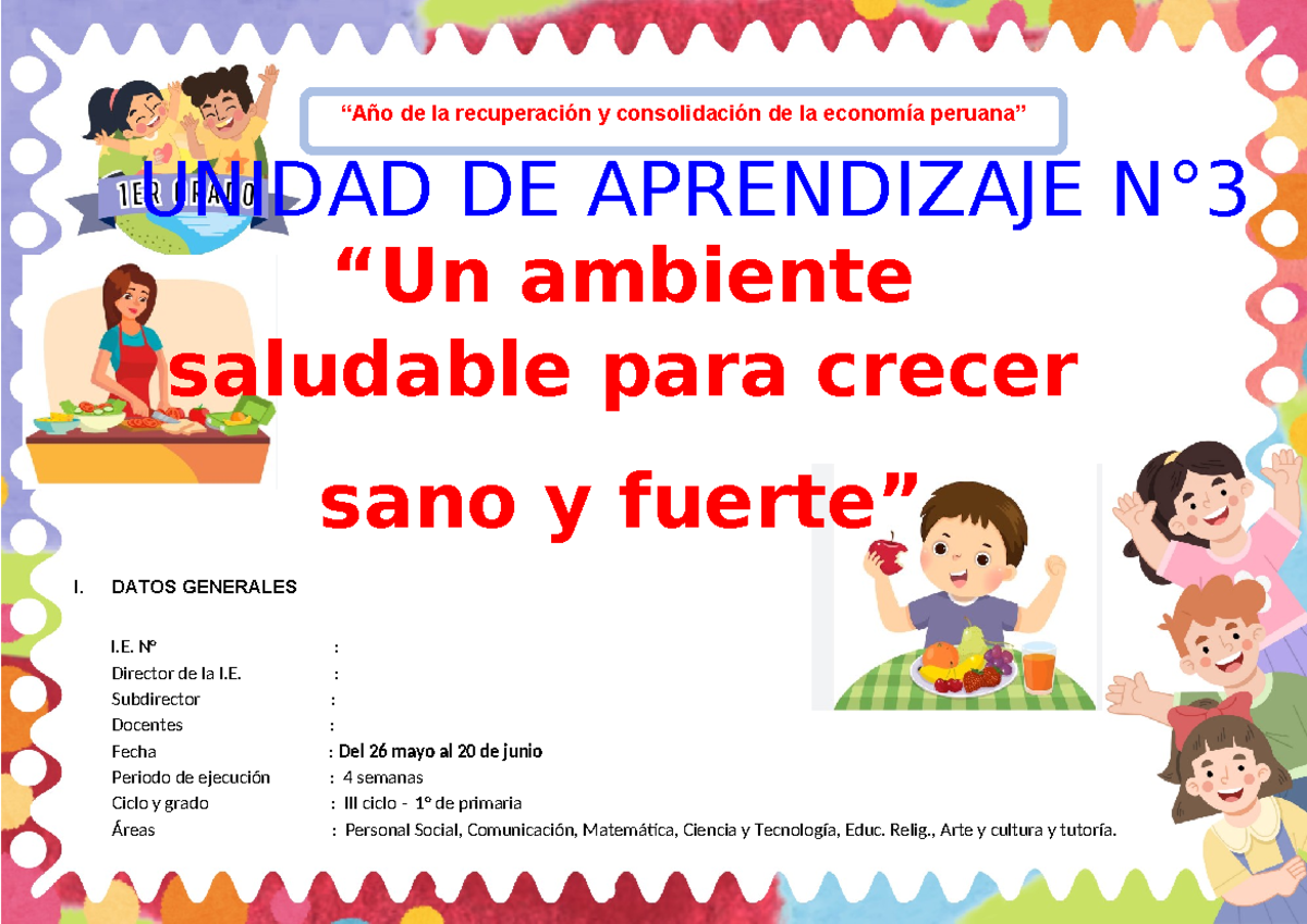 Unidad de Aprendizaje 3-1: Cuidado del Medio Ambiente y Alimentación ...