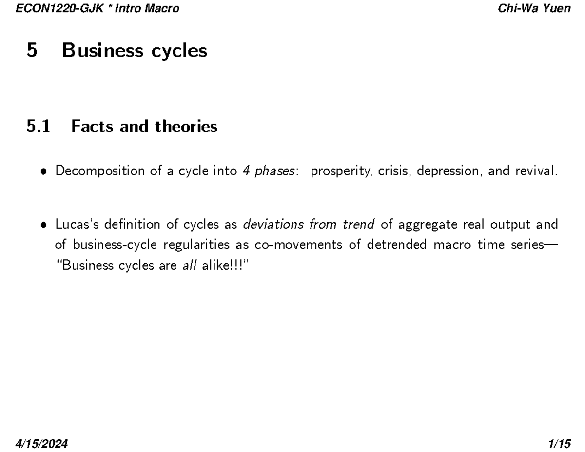 ECON1220-GJK * Final Exam Business Cycles Overview and Analysis - Studocu
