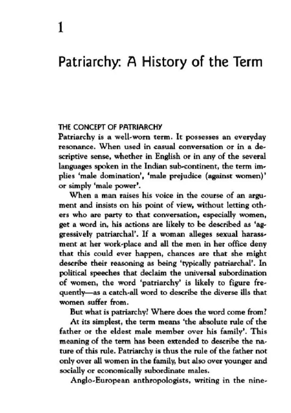 Patriarchy: A Historical Overview and Its Implications in Society - Studocu