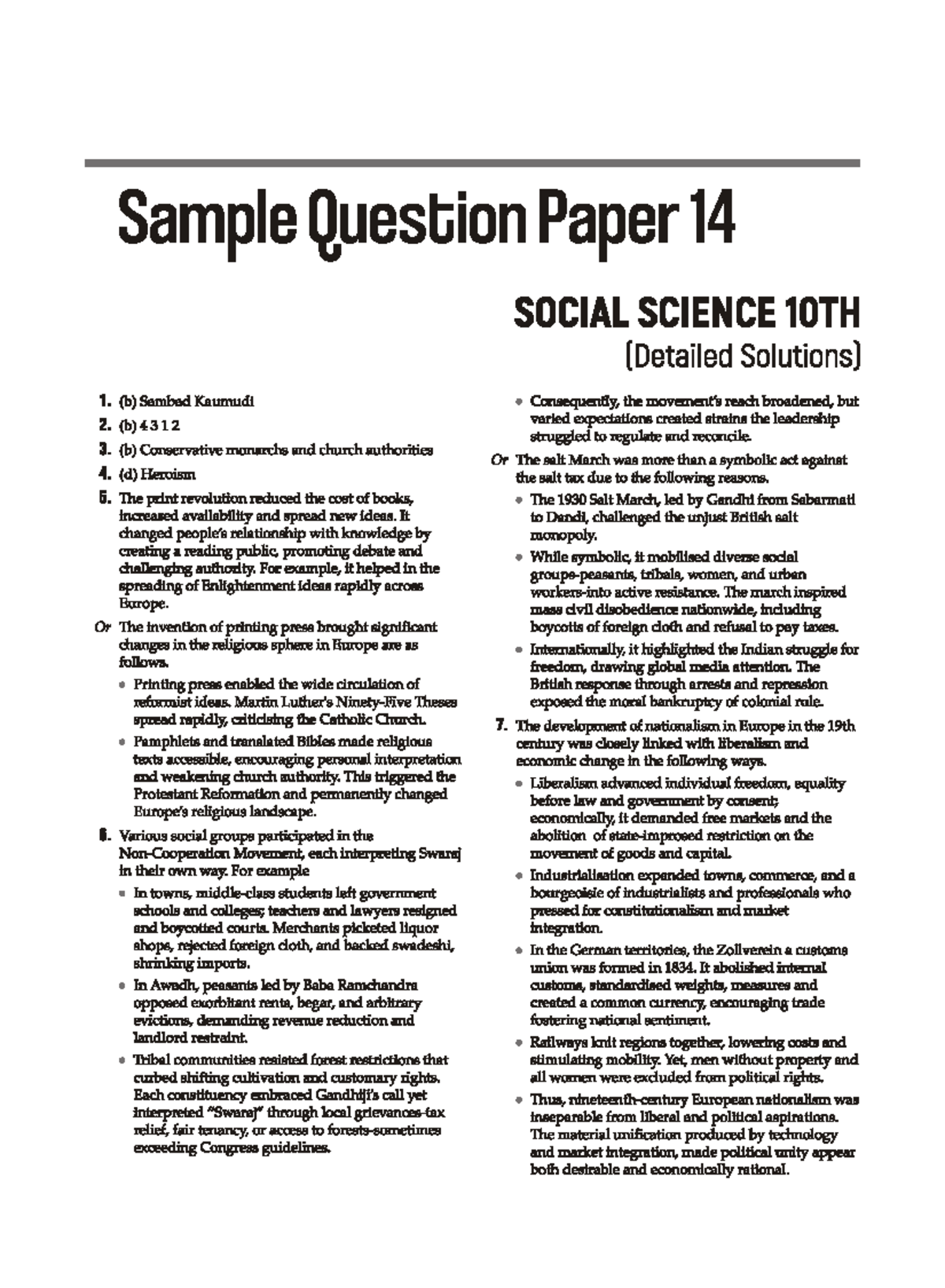 Sample Paper 14 SOCIAL SCIENCE 10TH (Detailed Solutions) - Studocu