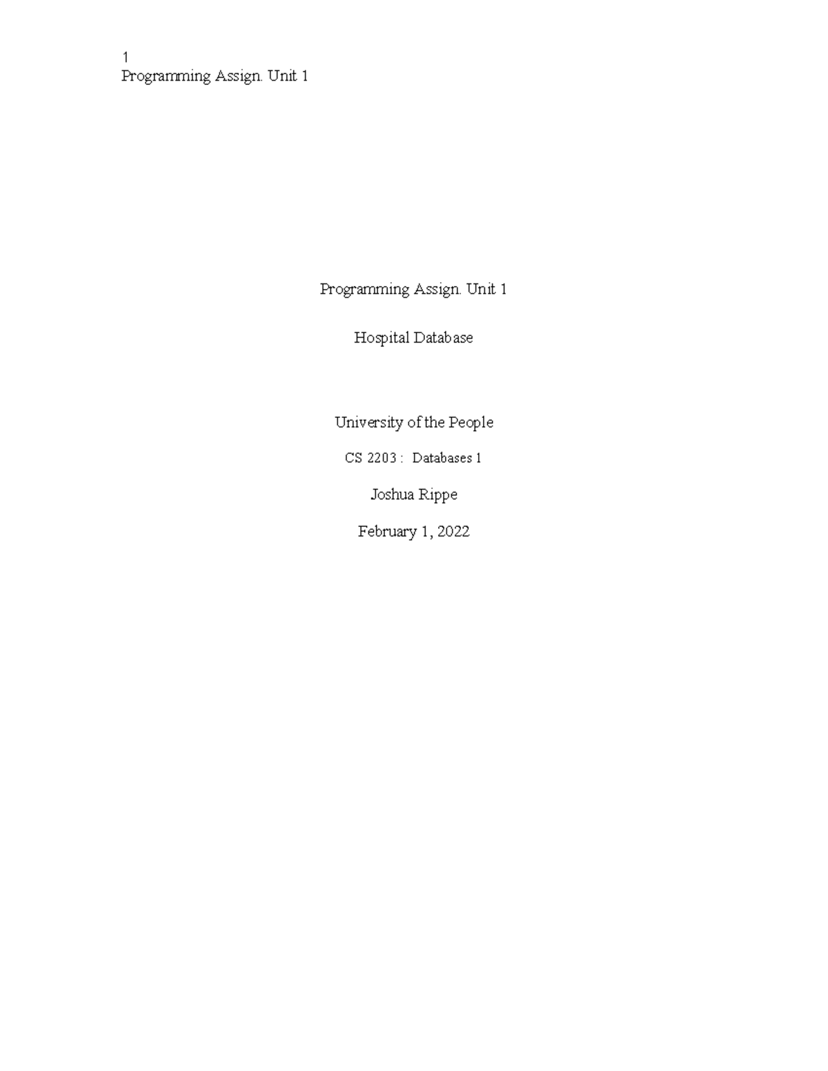 Programming Assign. Unit 1 - Programming Assign. Unit 1 Programming ...