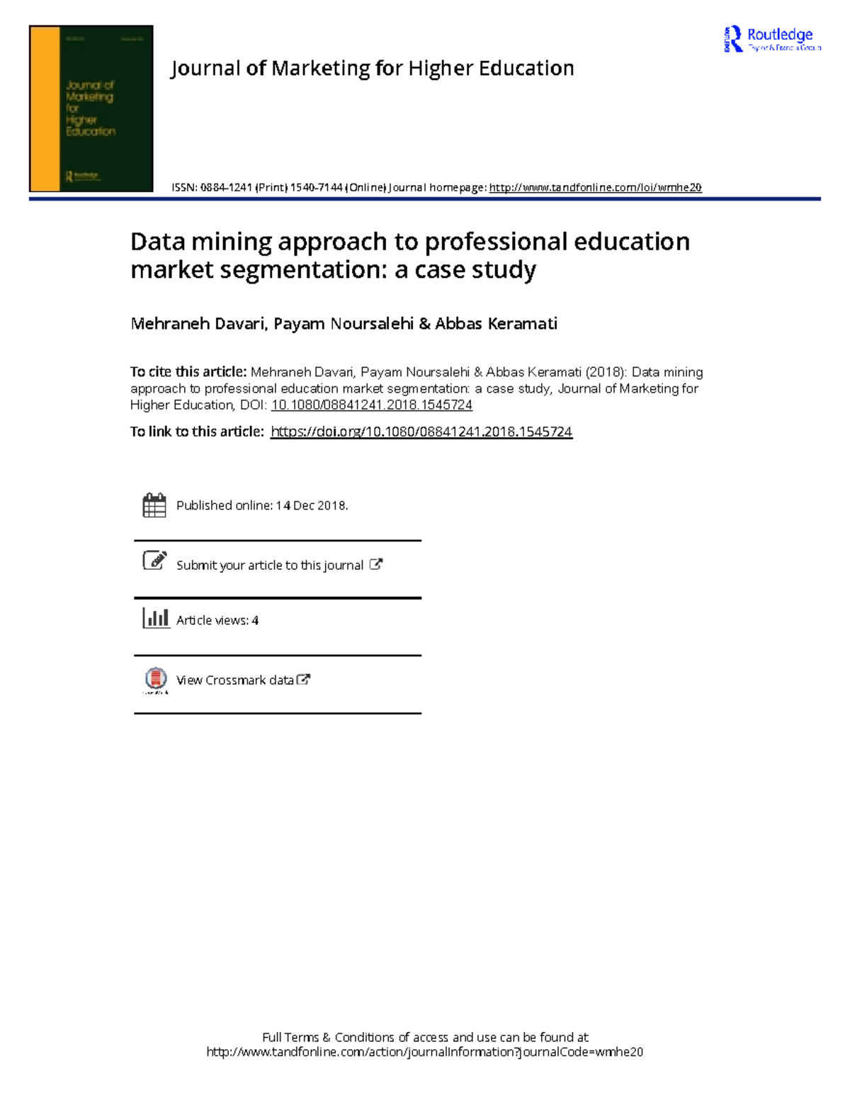 Data Mining for Professional Education Market Segmentation: A Case ...