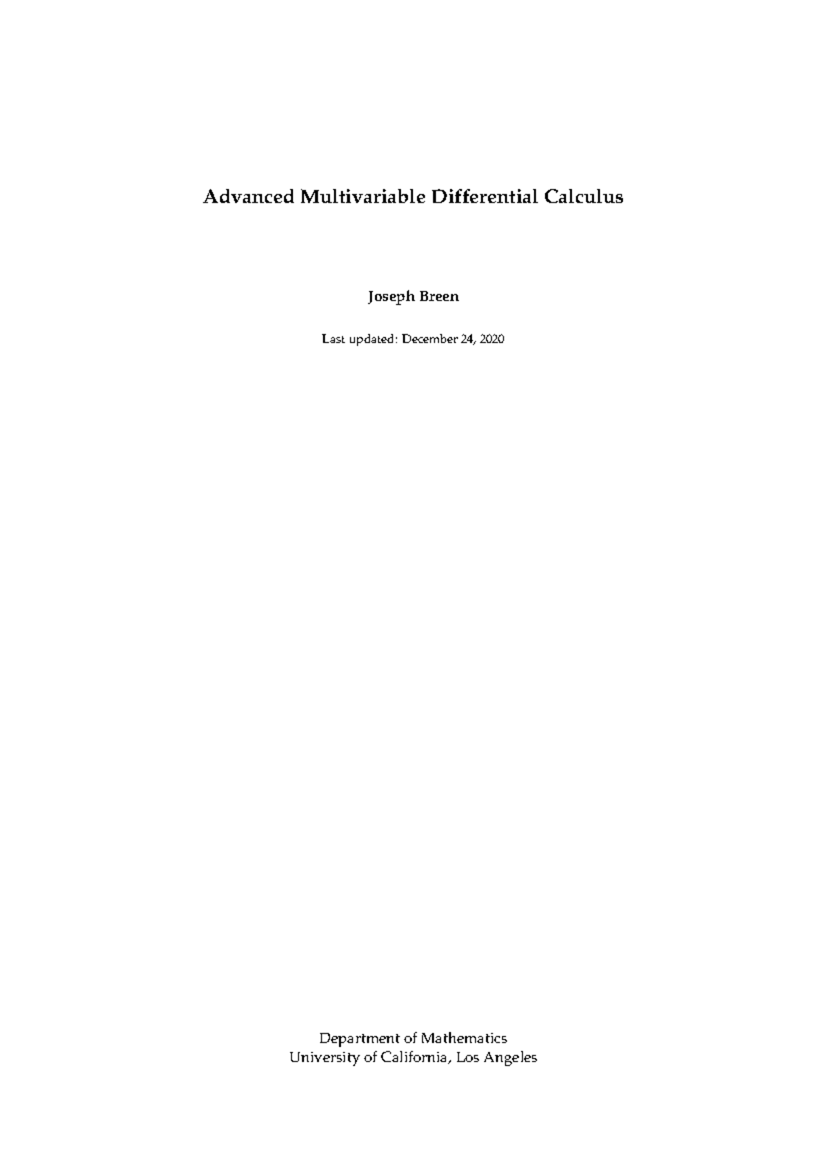 Math 32AH: Advanced Multivariable Differential Calculus Notes - Studocu