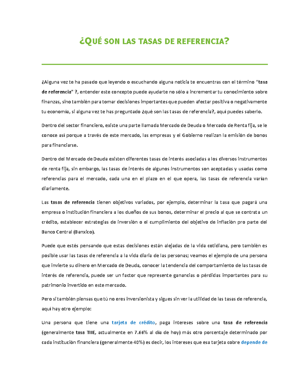 U5: Comprendiendo las Tasas de Referencia en el Mercado Financiero ...