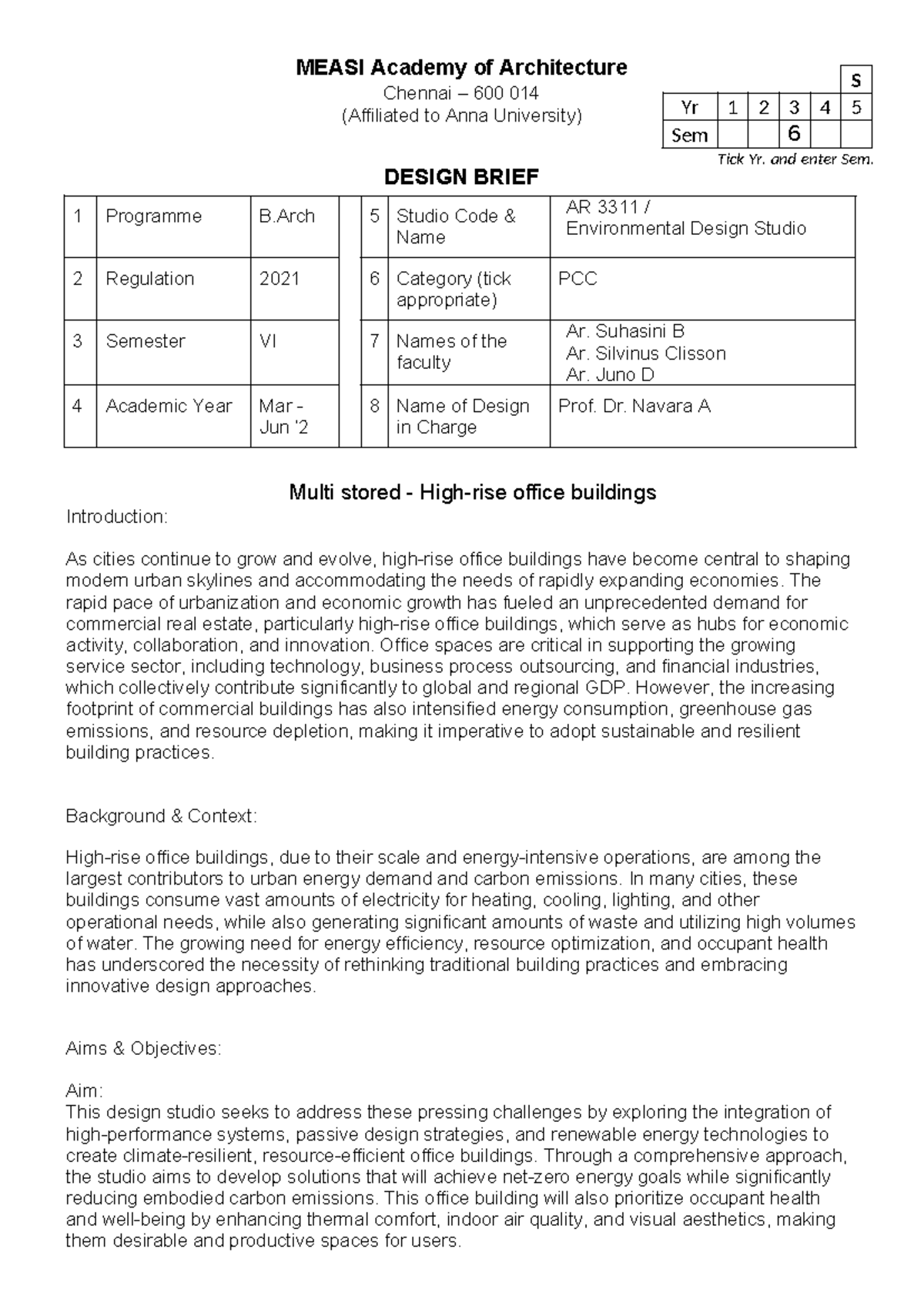 AR 3311 Environmental Design Studio 2: Office Building Design Brief ...