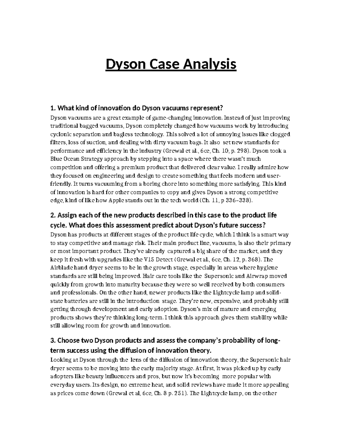 Dyson Case Analysis - Innovation & Product Life Cycle Insights - Studocu