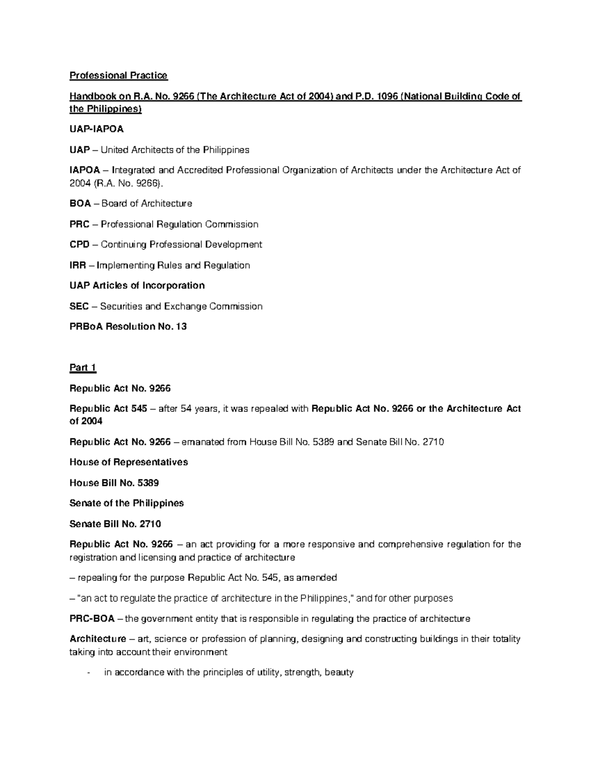 Handbook on R.A. 9266 - Architecture Act of 2004 and P.D. 1096 Overview ...