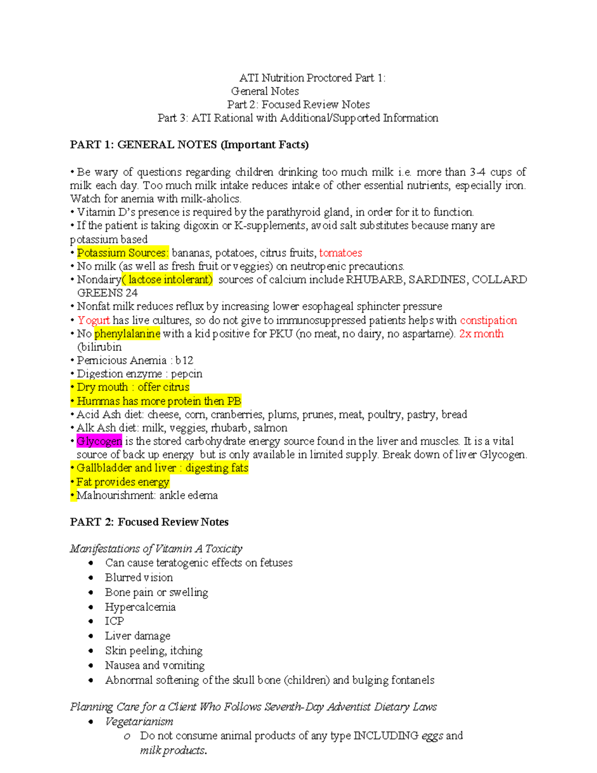 Nutrition Study Guide - ATI Proctored Exam Insights - Studocu