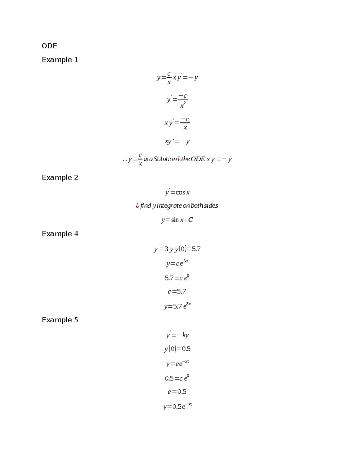 ODE - ODE Practice 1.1 and 1.2 From textbook with solutions - ODE ...