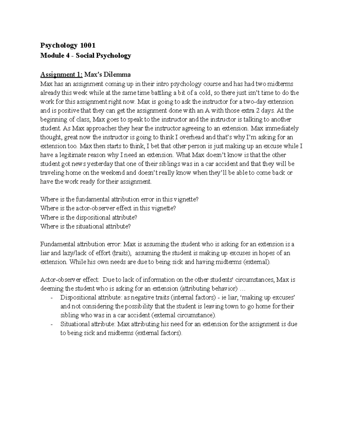 Psych 1001 Module 4 Social Psychology Assignment Analysis - Studocu