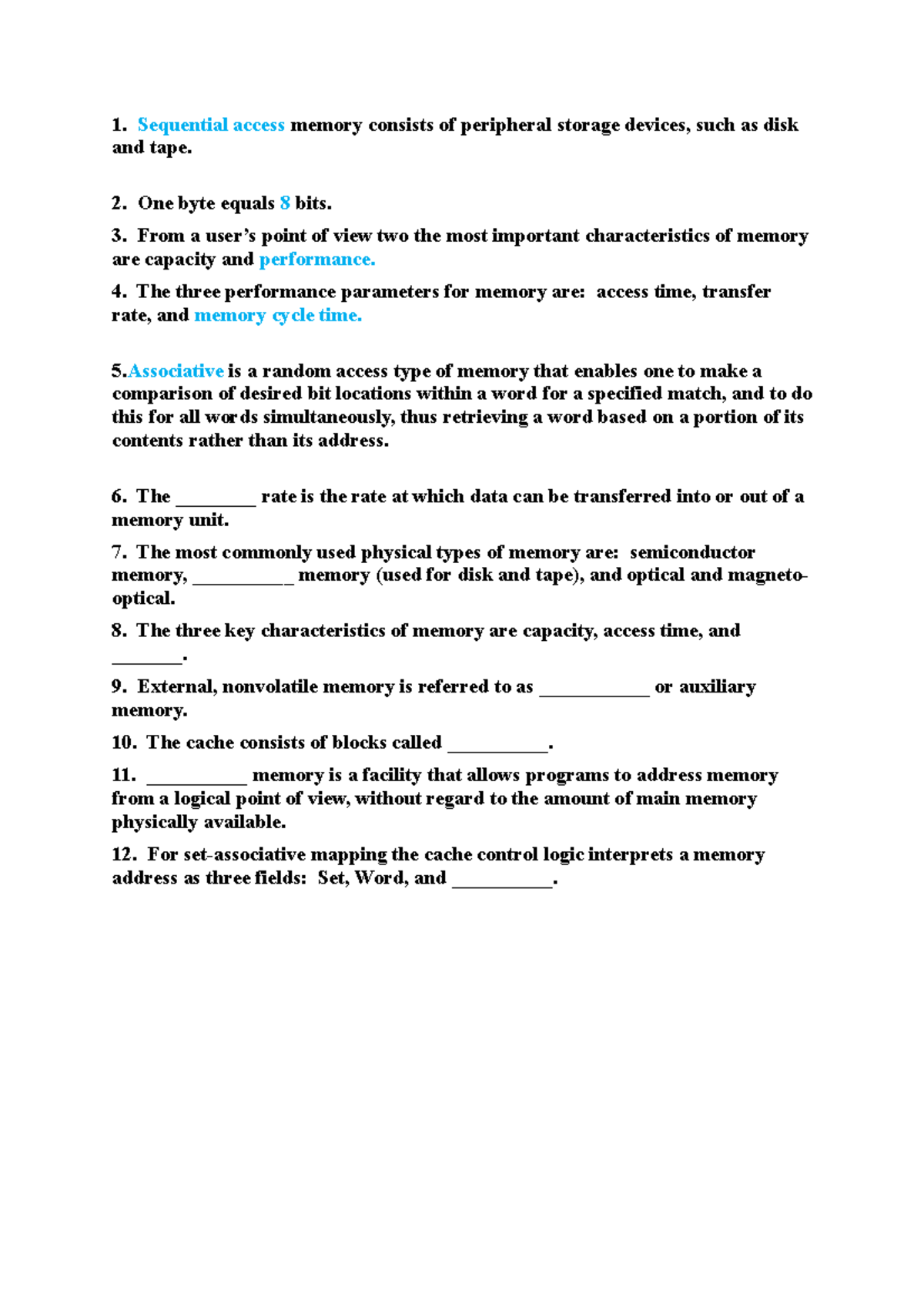 Short Answer 4 4 - ádf - Sequential access memory consists of ...