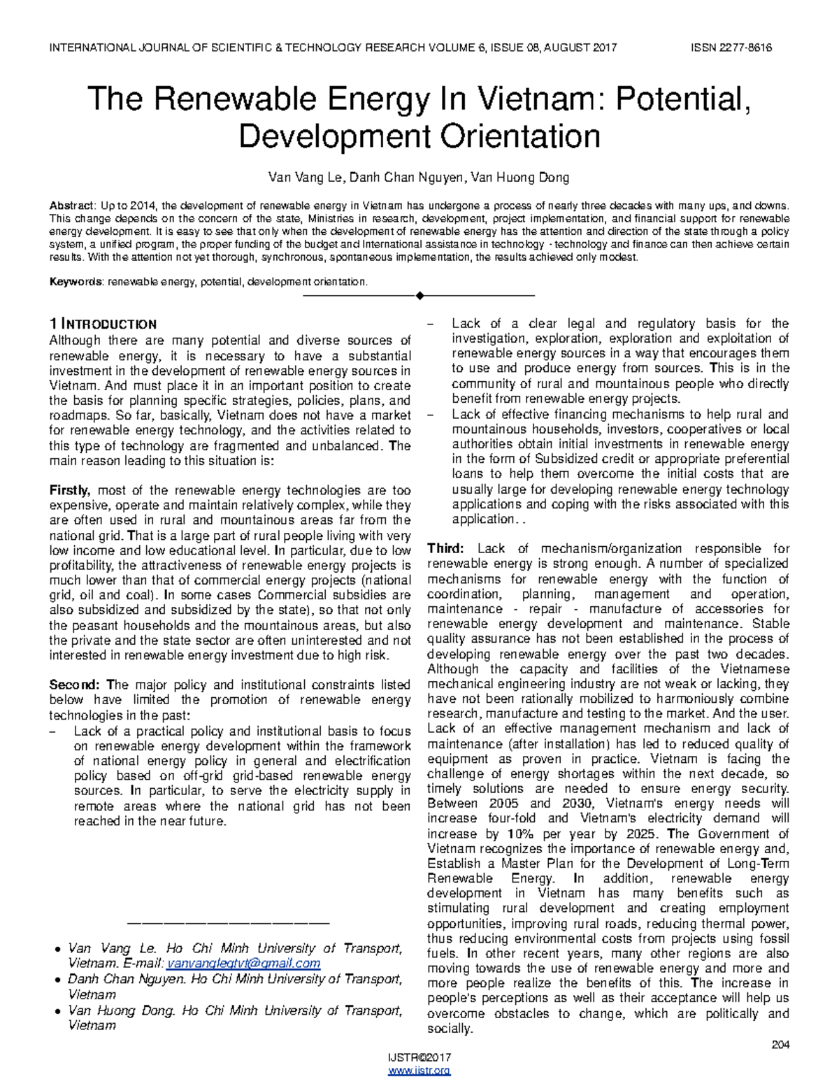 Renewable Energy Development in Vietnam: Potential & Challenges (2017 ...