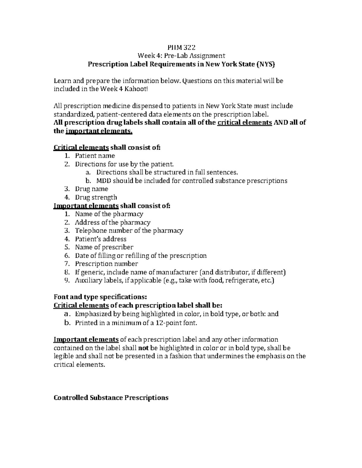Prescription Label Requirements By State