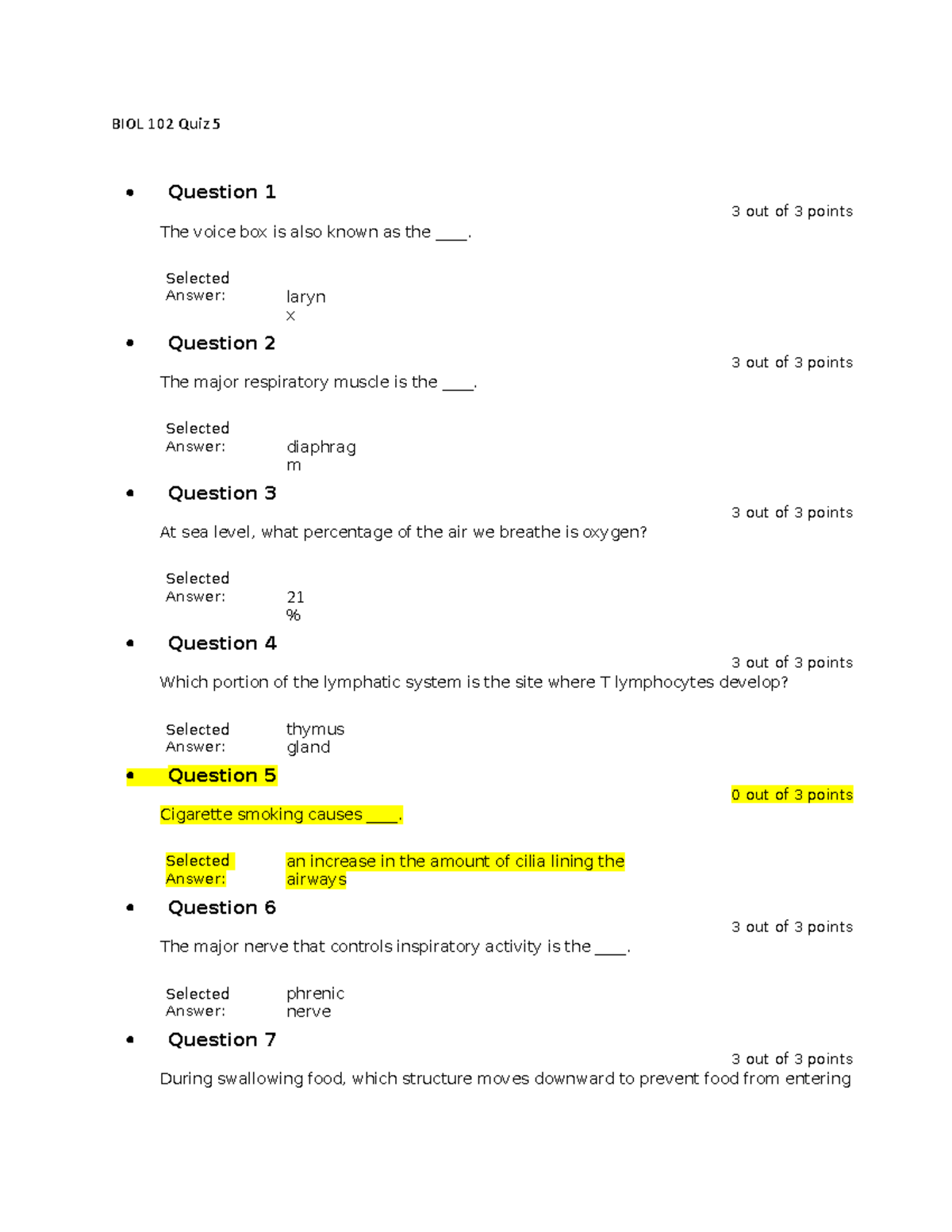BIOL 102 Quiz 5 - Chapter 5 Quiz with Answers and Explanations - Studocu