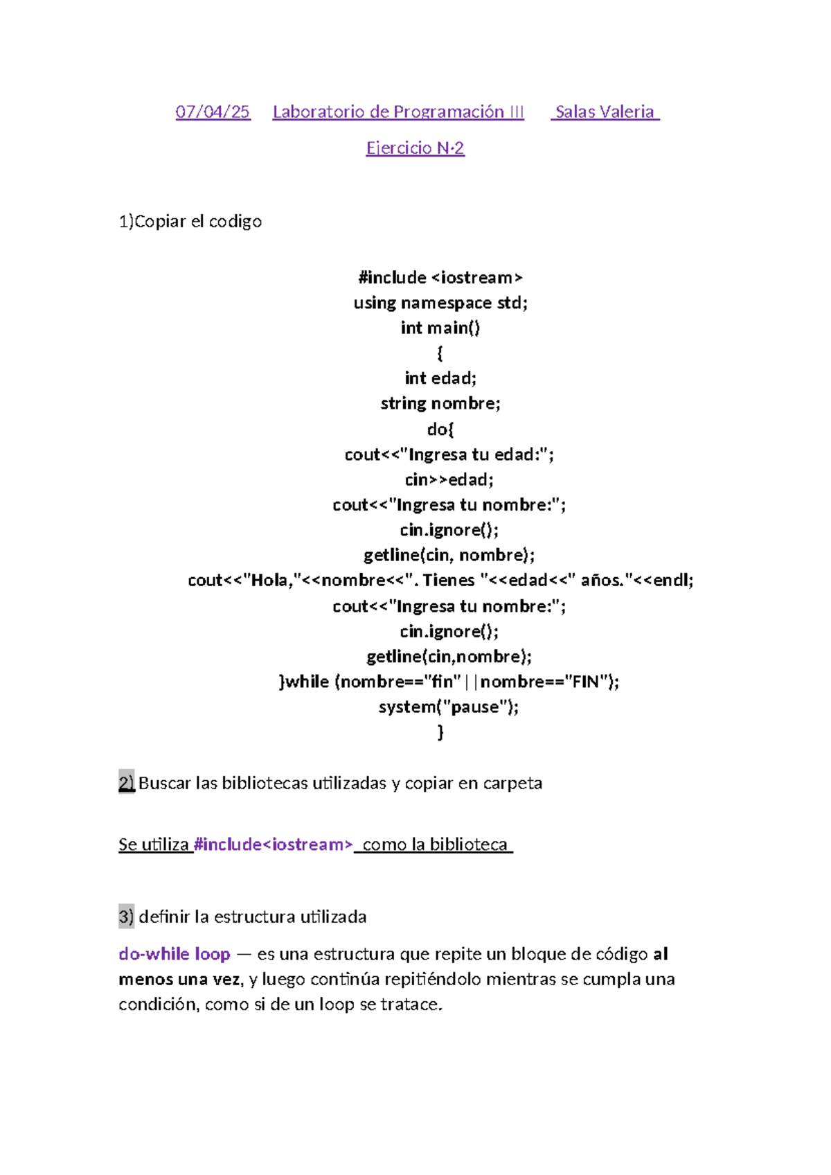 Taller n2 - Código y Análisis de Estructuras en Programación - Studocu