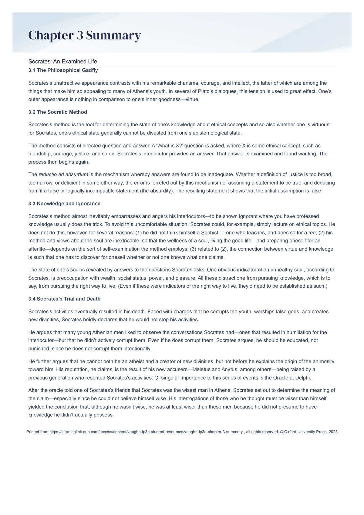 Chapter 3 Summary - Socrates and the Examined Life in Living Philosophy ...