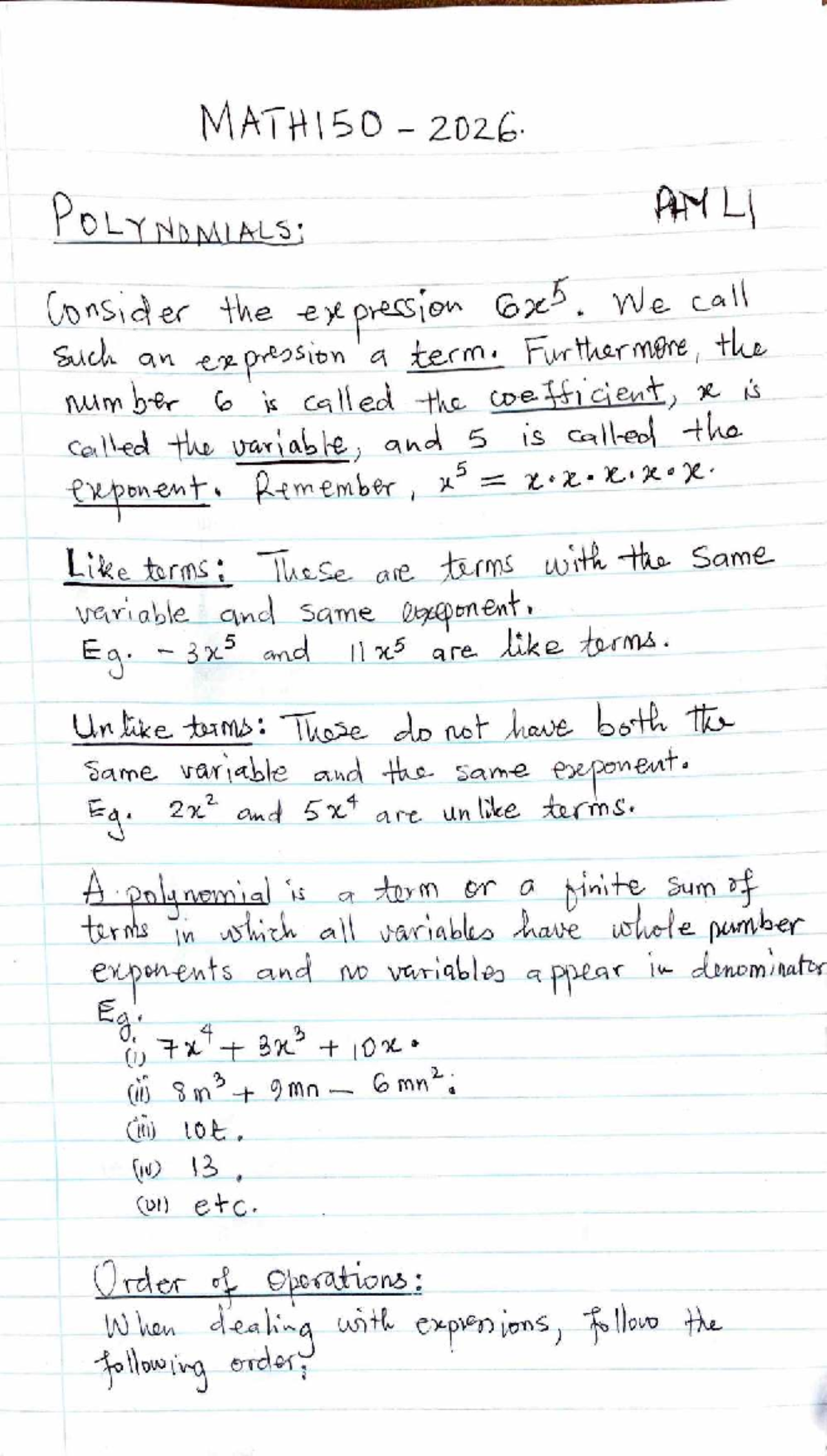 MATH150 2026: Understanding Polynomials and Equations - Studocu