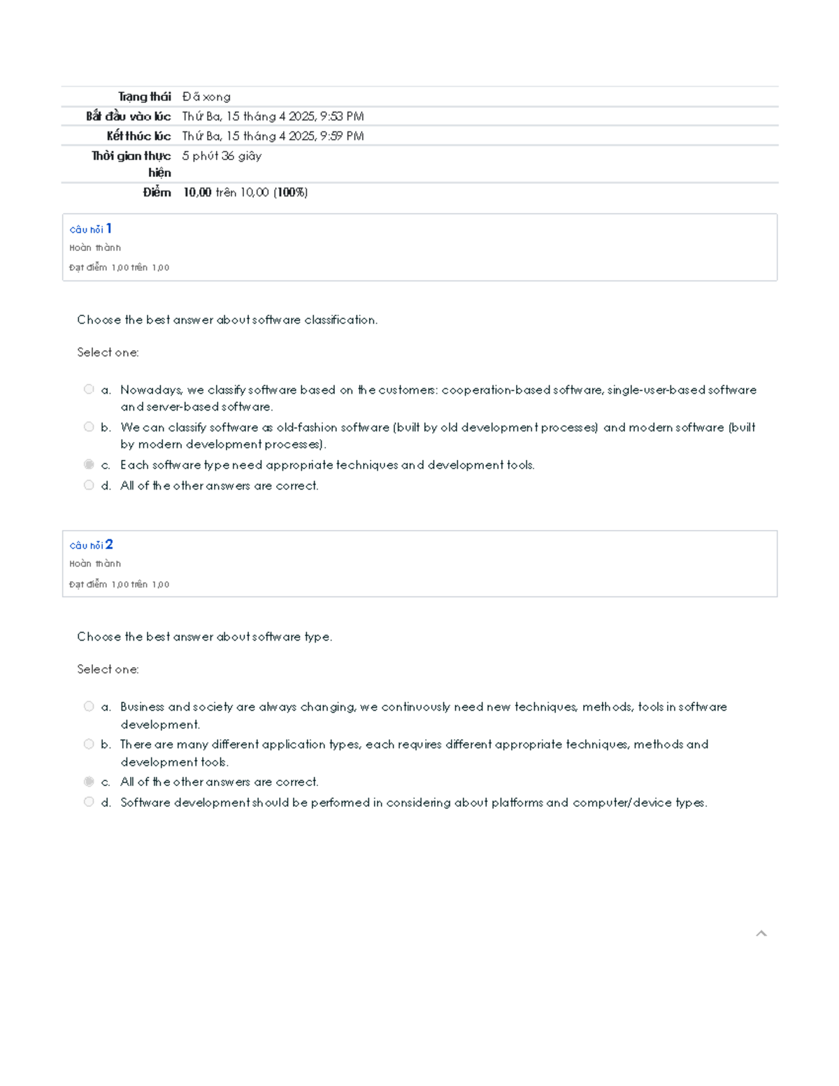 Quiz#01: Software Engineering Concepts & Answers BK-LMS - Studocu