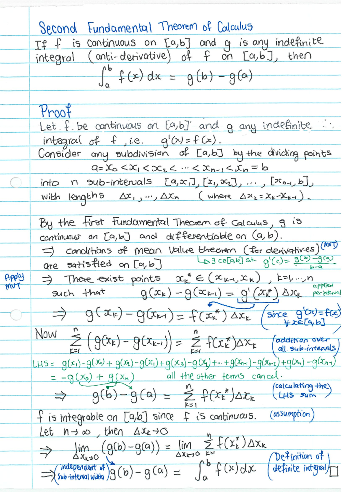 Proof of the 2nd Fundamental Theorem of Calculus (Math 101) - Studocu