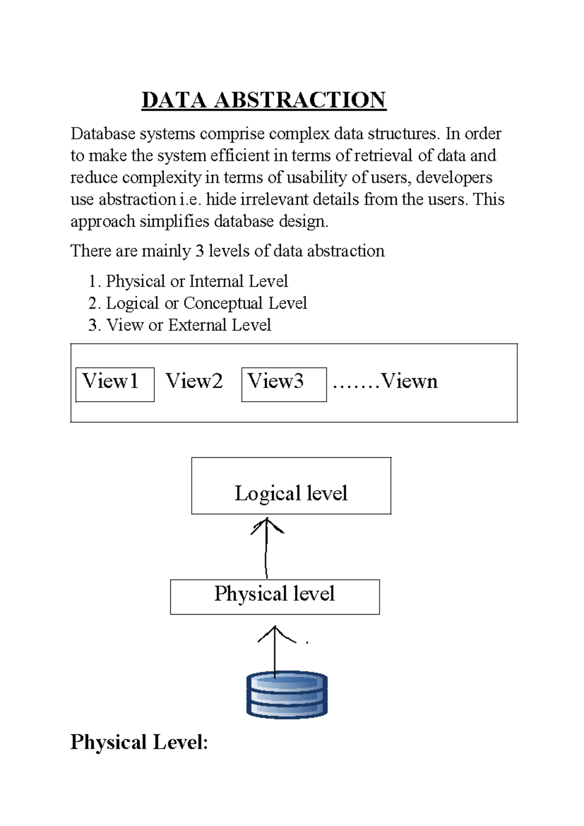 DBMS (1) - Practice notes on DBMS - DATA ABSTRACTION Database systems ...