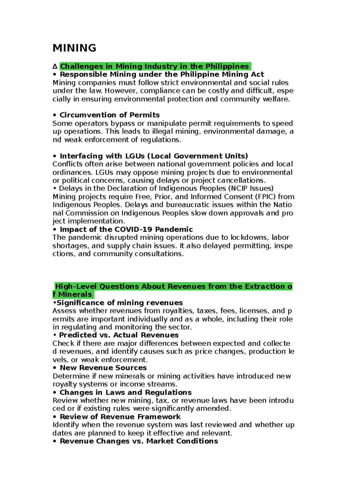 Mining Challenges and Revenue Framework in the Philippines: A Study on ...