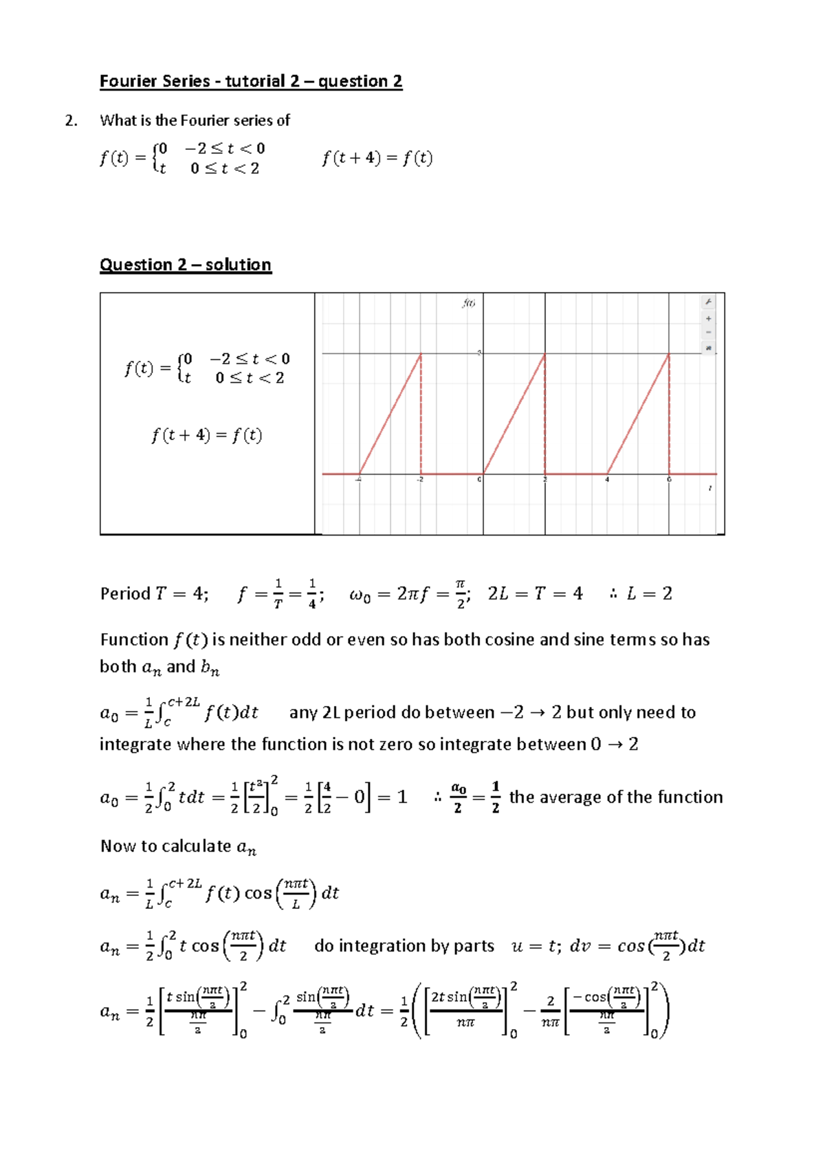 Fourier tutorial 2 + Q2 Solution - Fourier Series - tutorial 2 ...