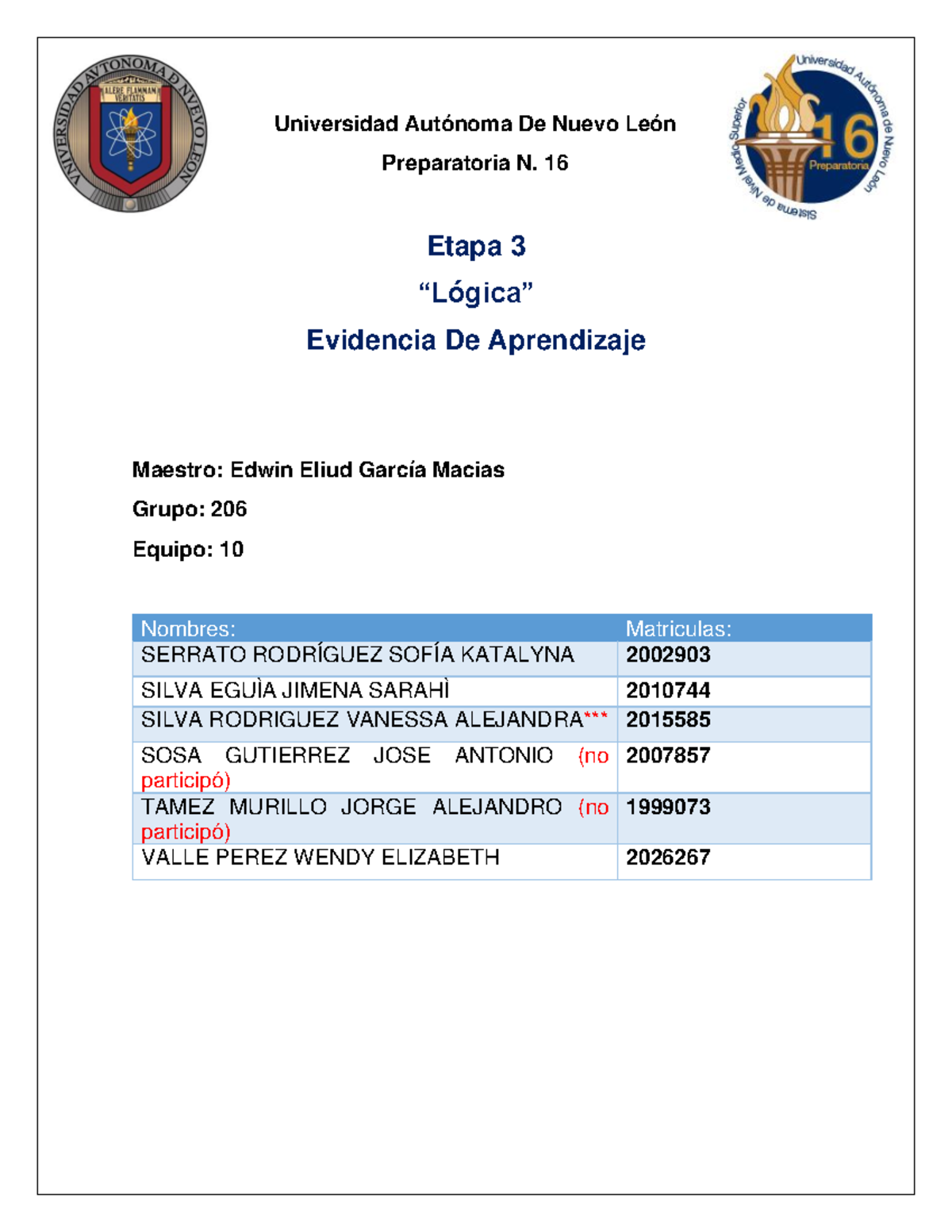 Equipo 10 EV3 Logica - Universidad Autónoma De Nuevo León Preparatoria ...
