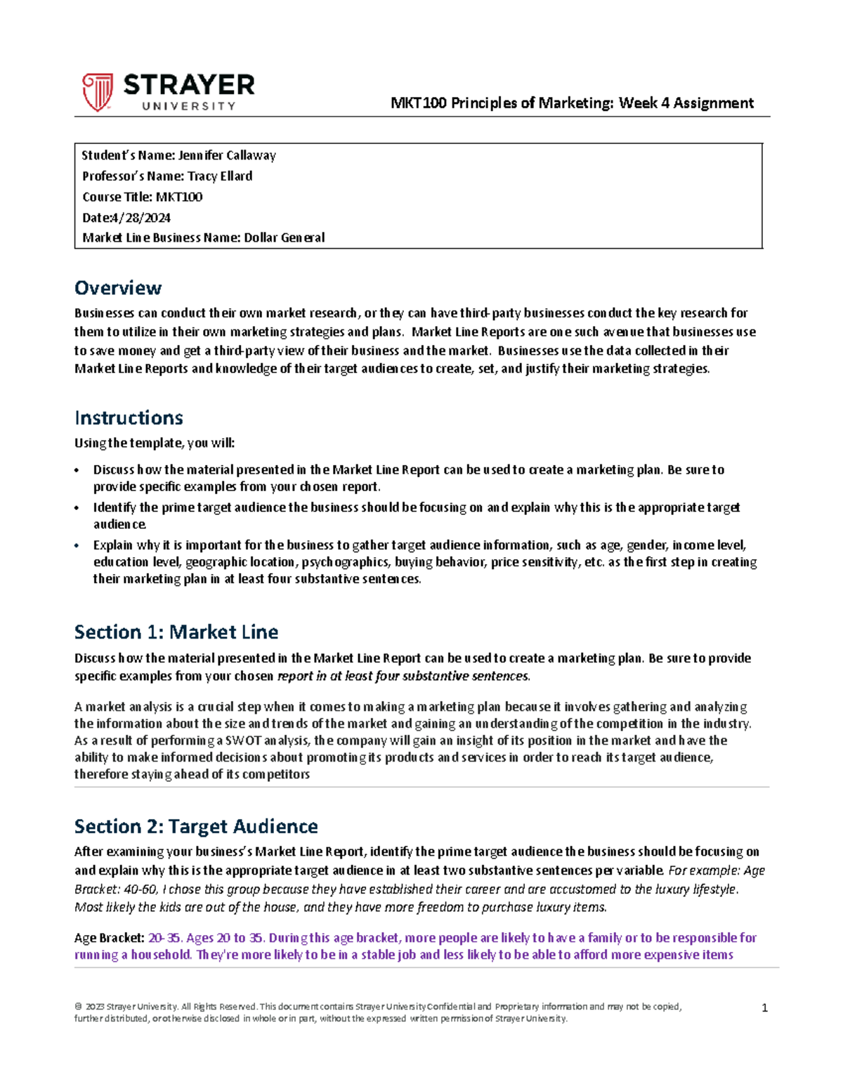 MKT100 Week 4 Assignment: Analyzing Market Research for Marketing Plans ...