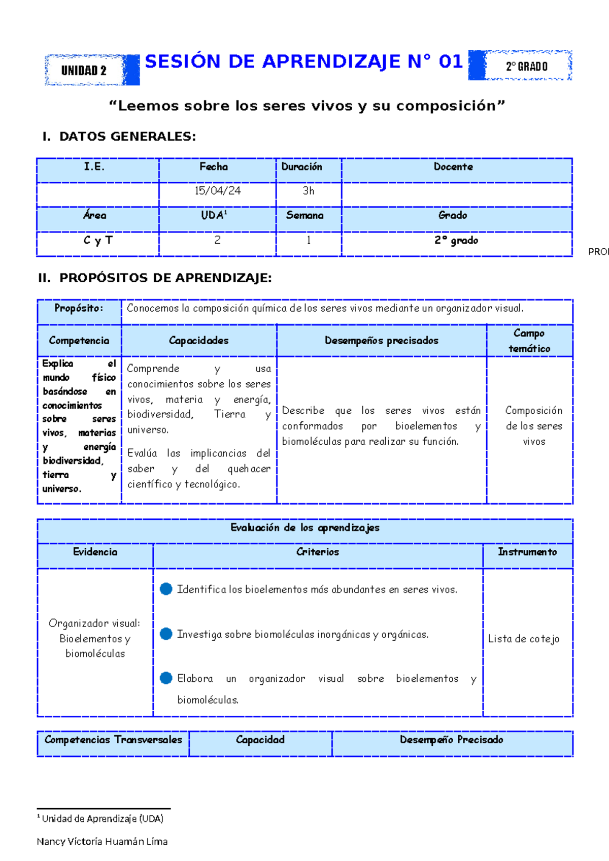 Leemos sobre los seres vivos y su composición - CYT - 2° Grado - Sesión 1 - Document Preview