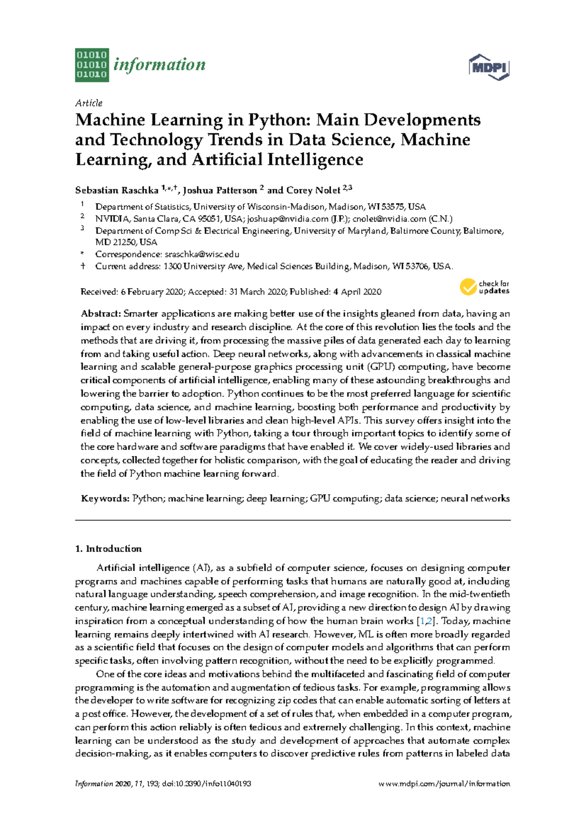 Machine Learning in Python: Trends & Developments (INFO 2020) - Studocu