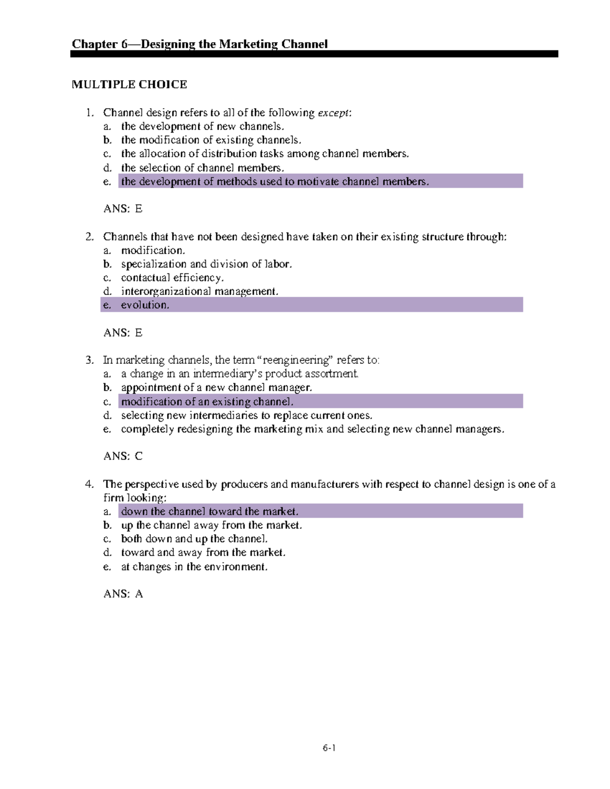 Chapter 06 - note - Chapter 6—Designing the Marketing Channel MULTIPLE ...