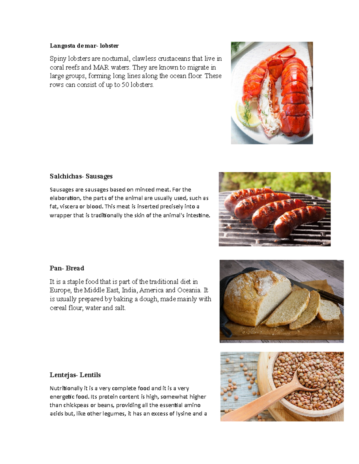 Vocabulario de ingles - apuntes de la clase - Langosta de mar- lobster ...