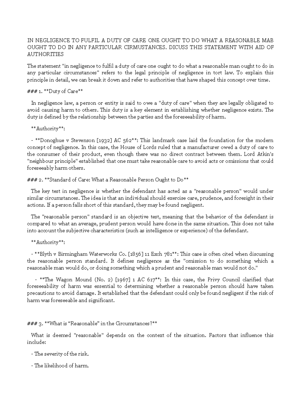 Negligence Law & Rylands v Fletcher Principles: A Comprehensive ...