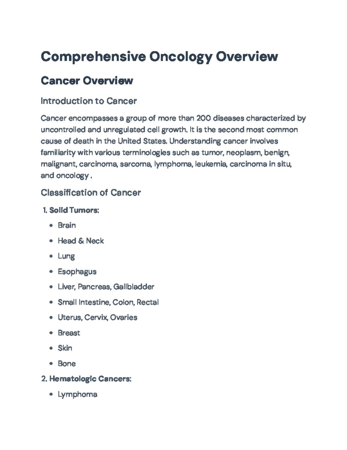 Comprehensive Overview of Oncology: Types, Risks, and Treatments ...