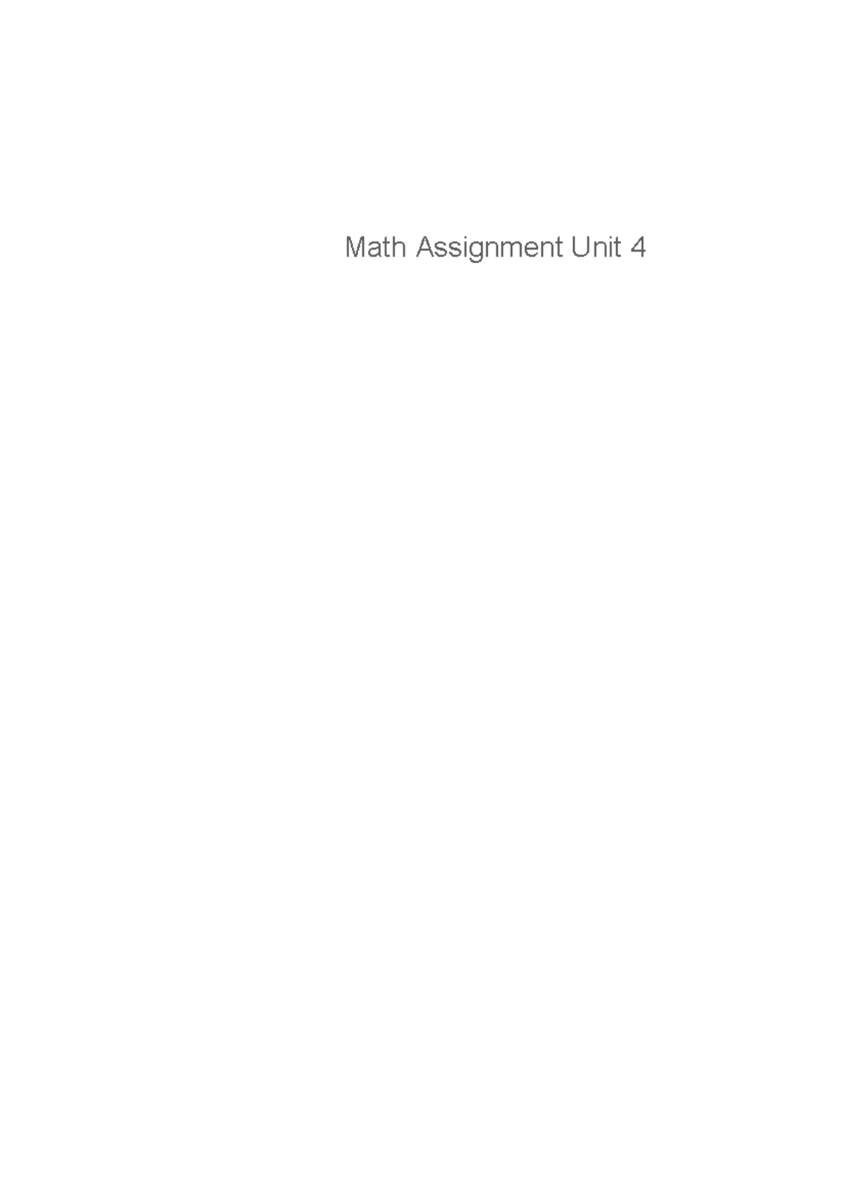 Math Assignment Unit 4: Analyzing Polynomial and Rational Functions ...