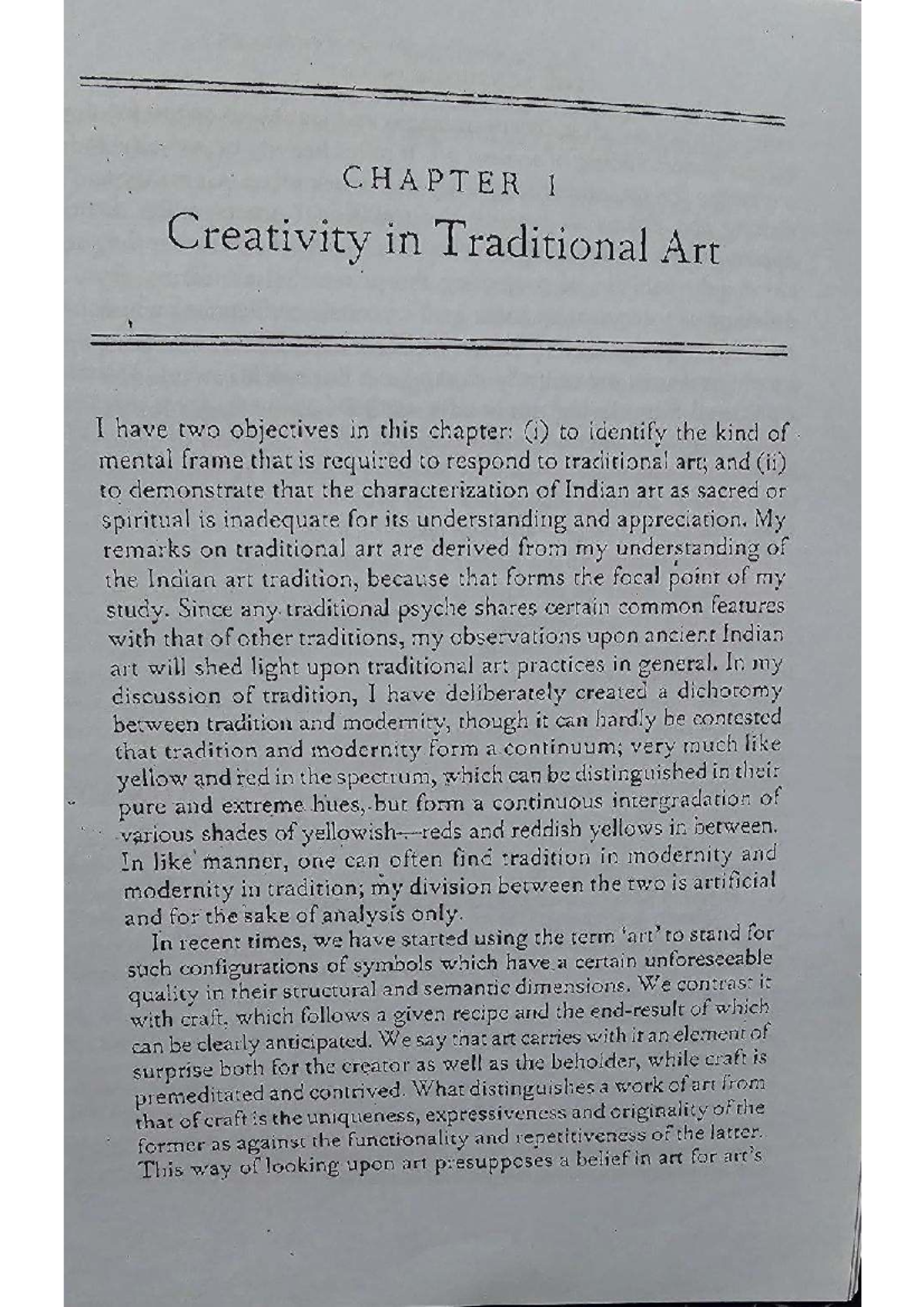 CHAPTER I: Understanding Creativity in Traditional Indian Art - Studocu