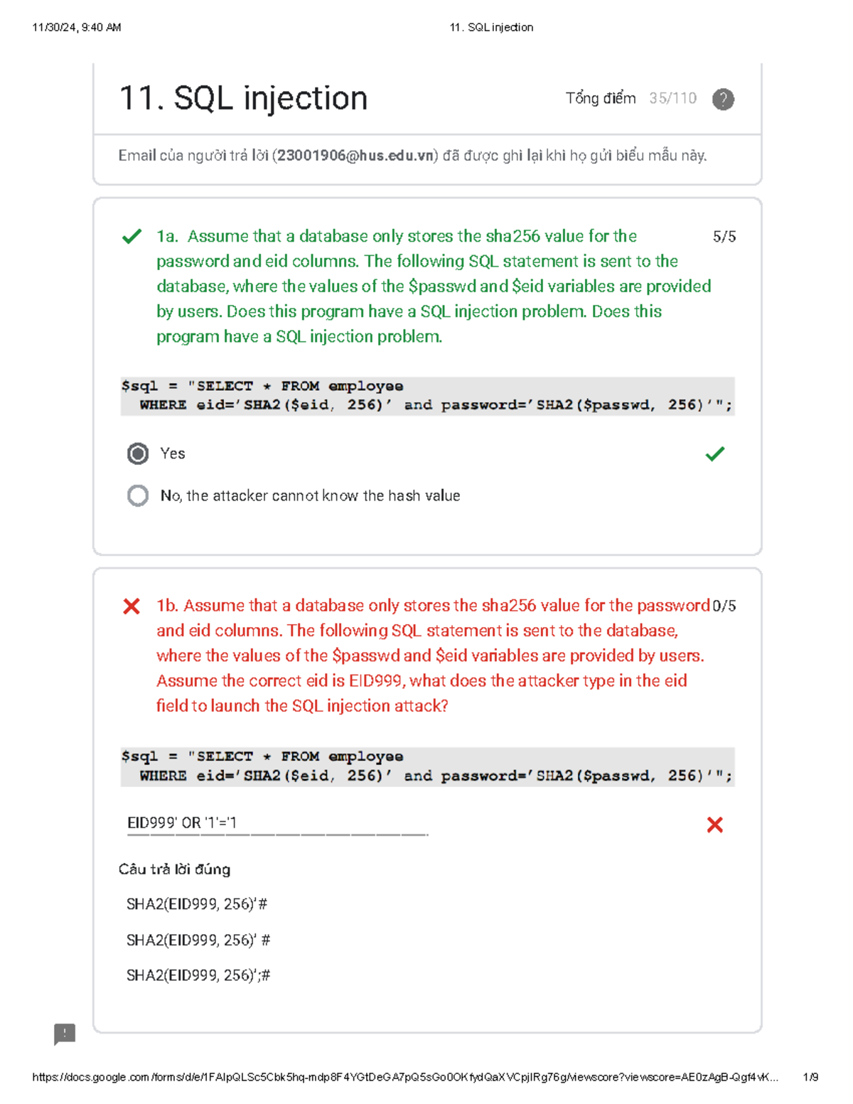 Homework on SQL Injection Techniques - 11. CS101 - Studocu