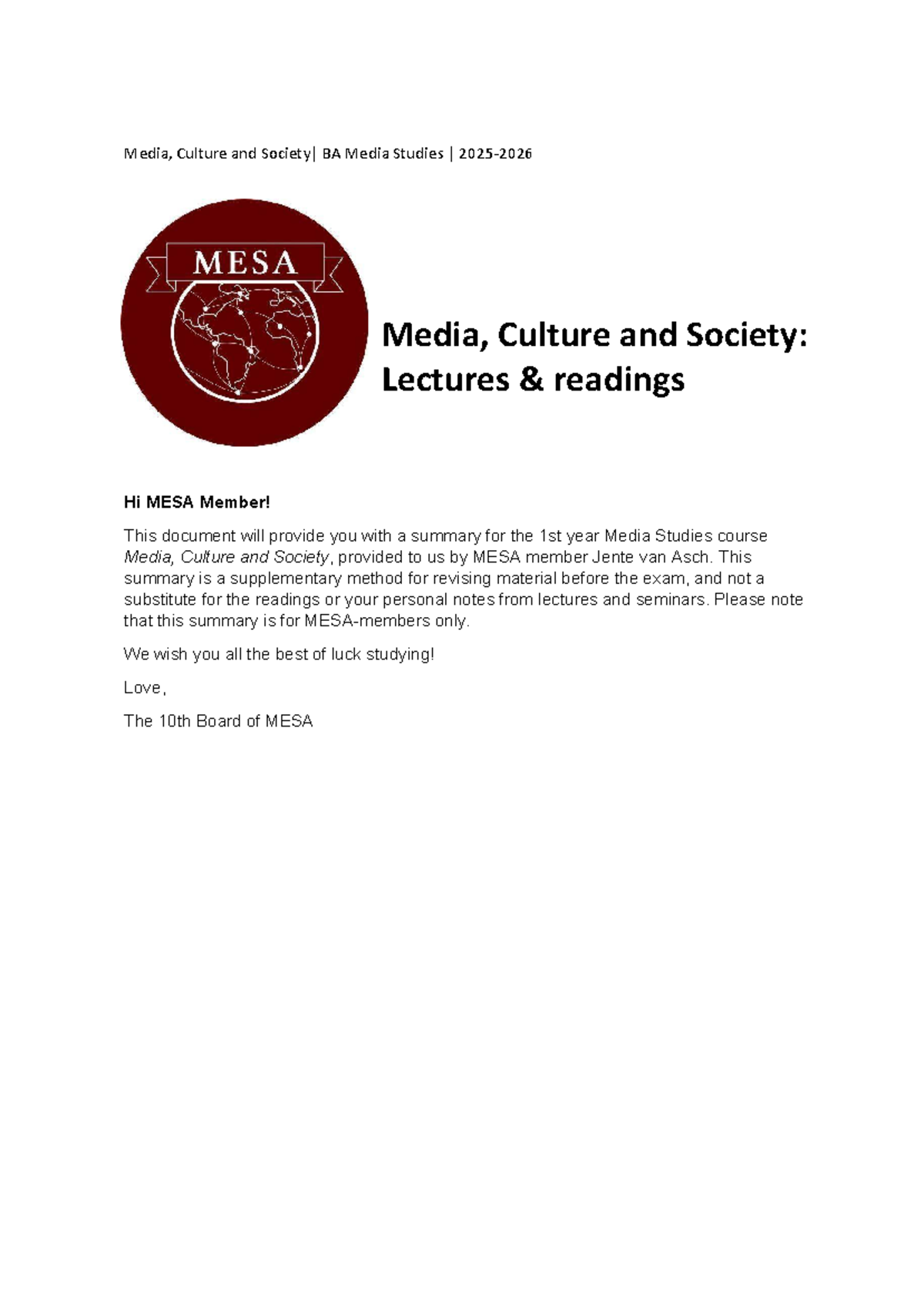 Media, Culture and Society: Lecture Notes for BA Media Studies ...