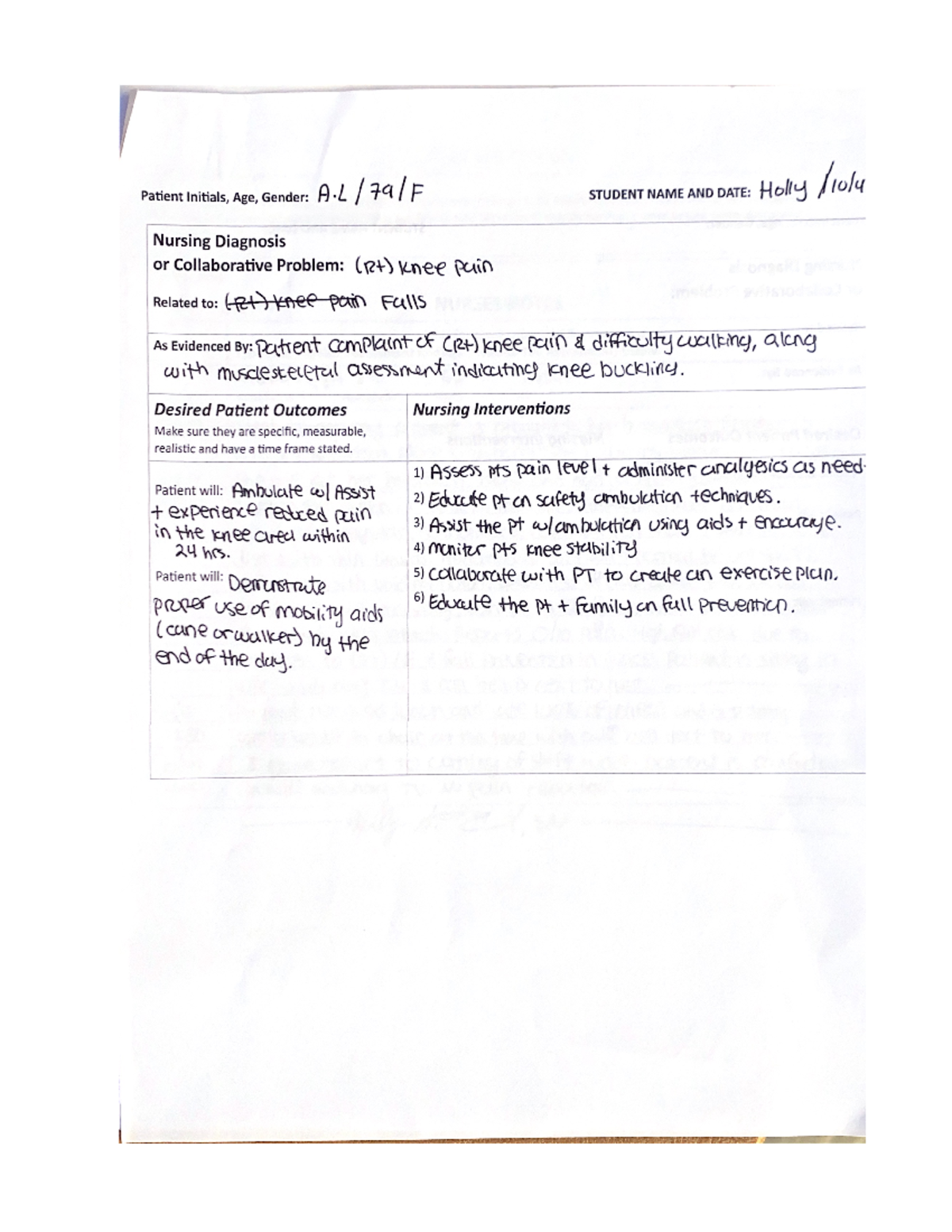 A.L. pg. 2 - clinical - Patient Initials, Age, Gender: STUDENT NAME AND ...