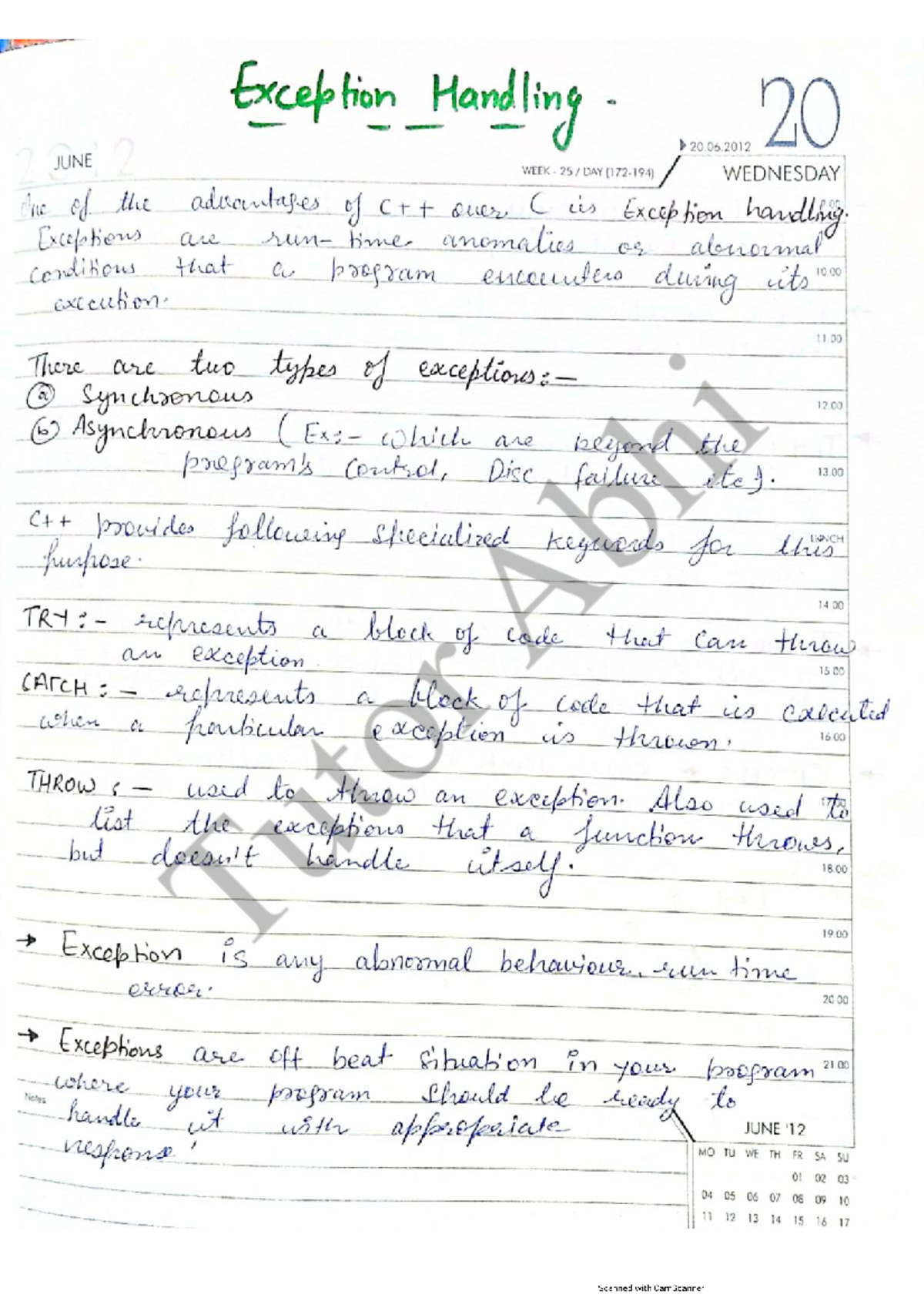 C++ Exception Handling Overview and Advantages - Notes for Course C++ ...