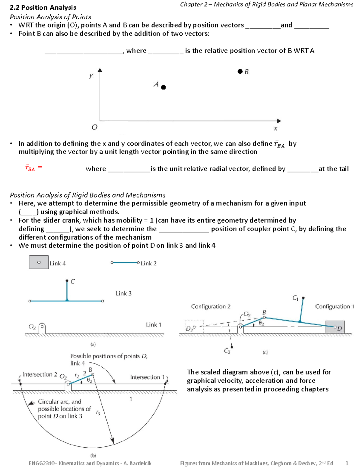 ENGG2340 - Chapter 2: Position and Displacement Analysis Notes - Studocu